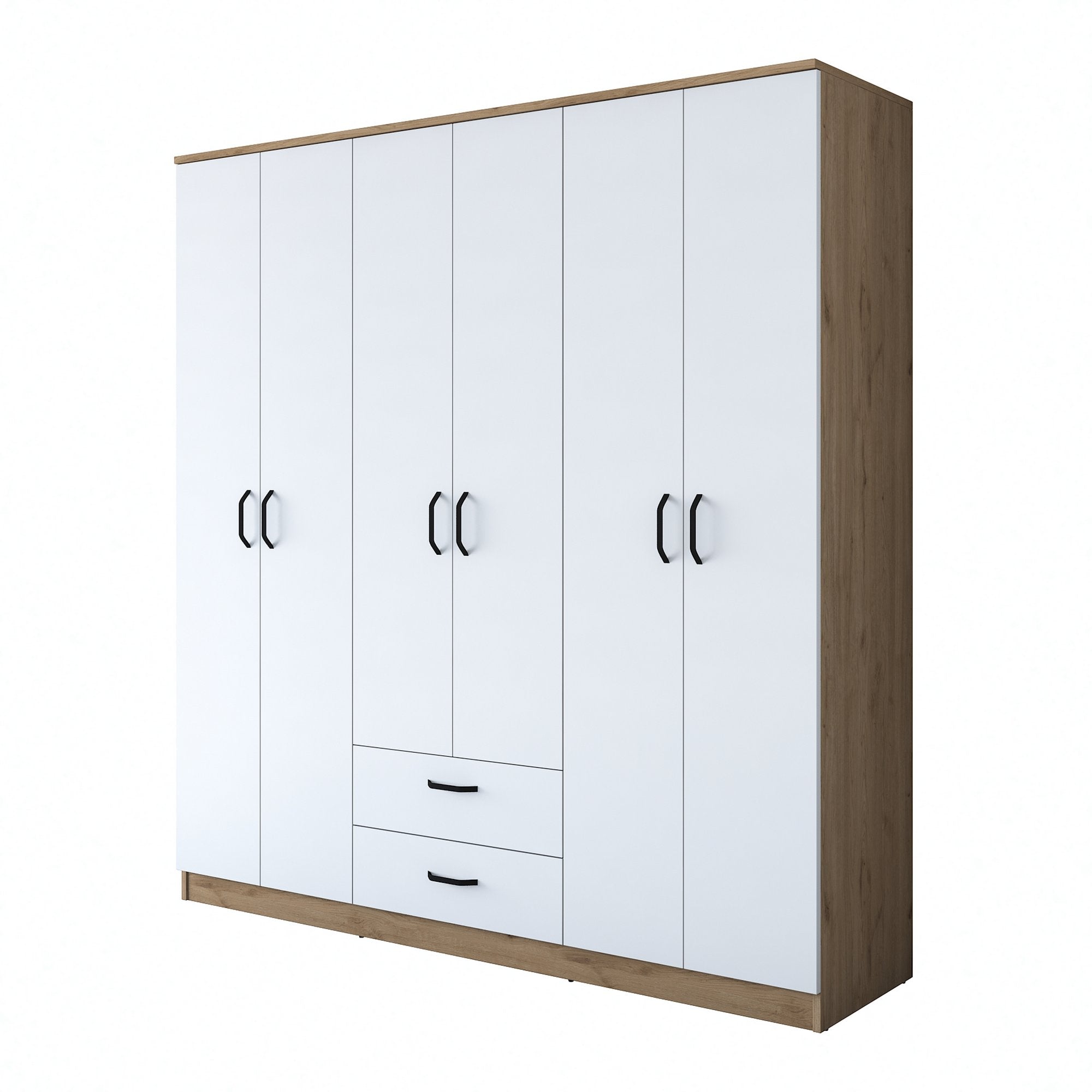 Guarda-roupa de parede elegante – 180 x 190,8 x 47,3 cm – nogueira e branco – painel de partículas