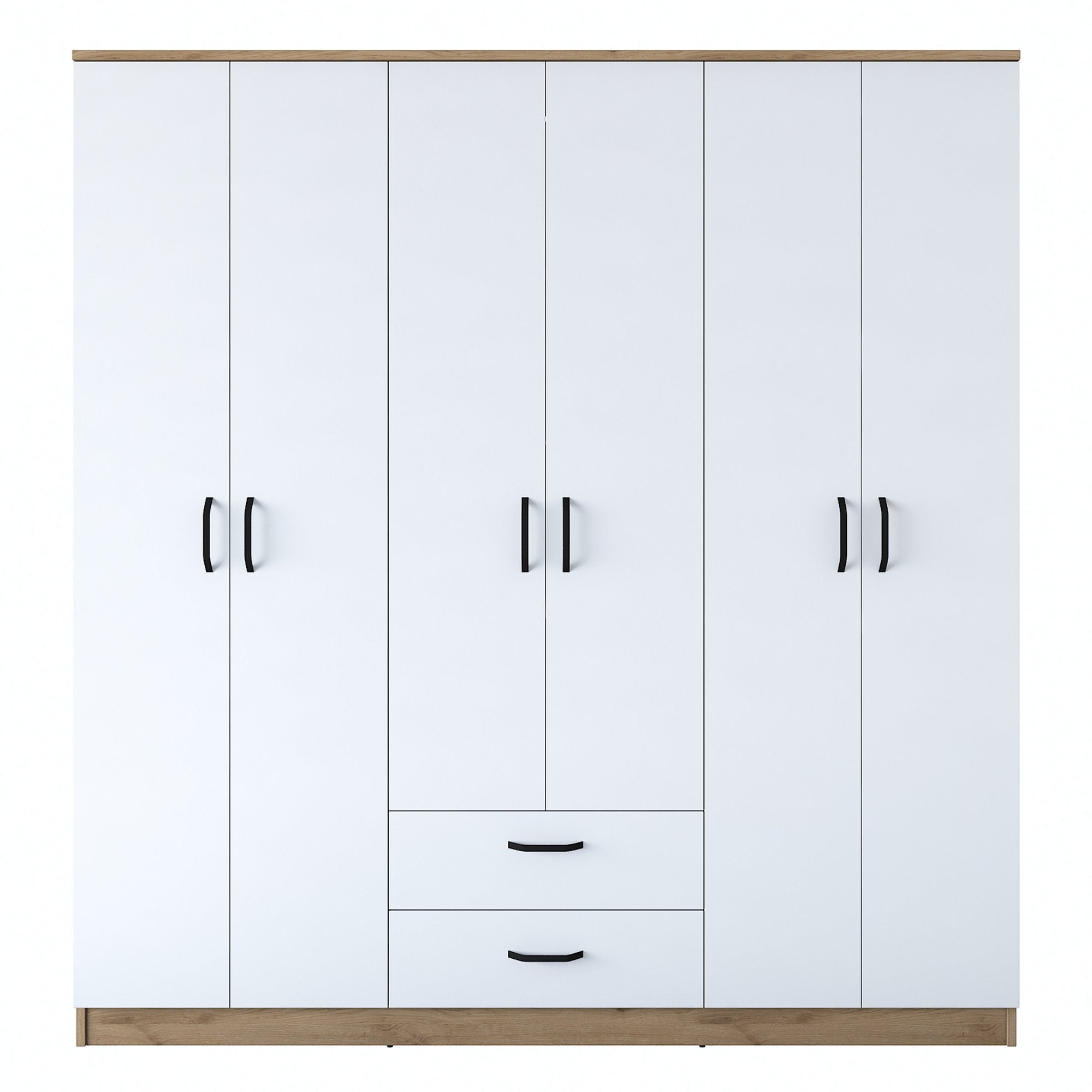 Guarda-roupa de parede elegante – 180 x 190,8 x 47,3 cm – nogueira e branco – painel de partículas