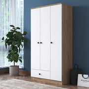 Guarda-roupa escandinavo – 90 x 170 x 42,5 cm – Nogueira e Branco – Painel de partículas revestido a melamina