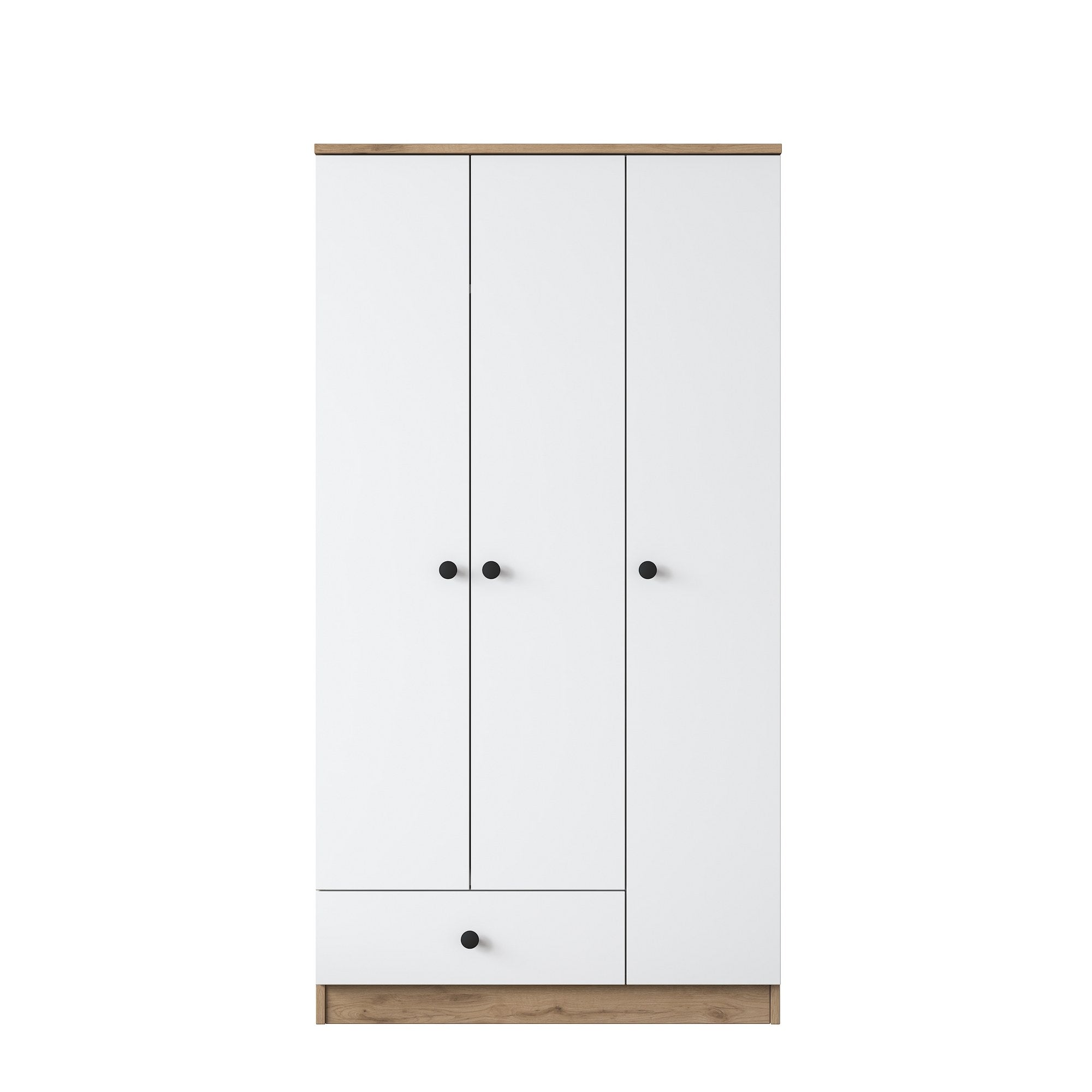 Guarda-roupa escandinavo – 90 x 170 x 42,5 cm – Nogueira e Branco – Painel de partículas revestido a melamina