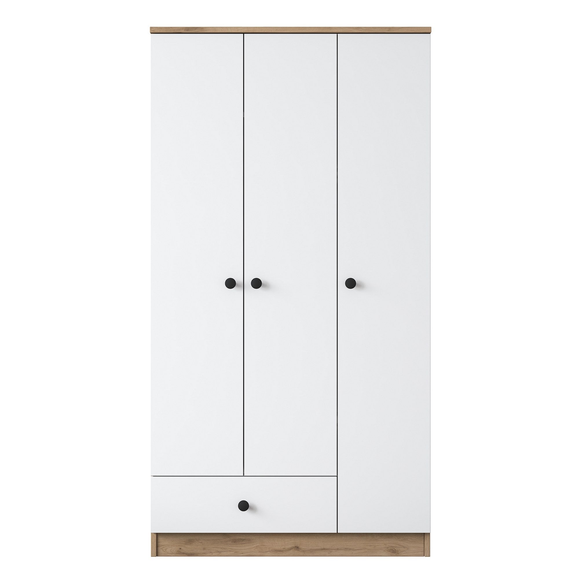Guarda-roupa escandinavo – 90 x 170 x 42,5 cm – Nogueira e Branco – Painel de partículas revestido a melamina