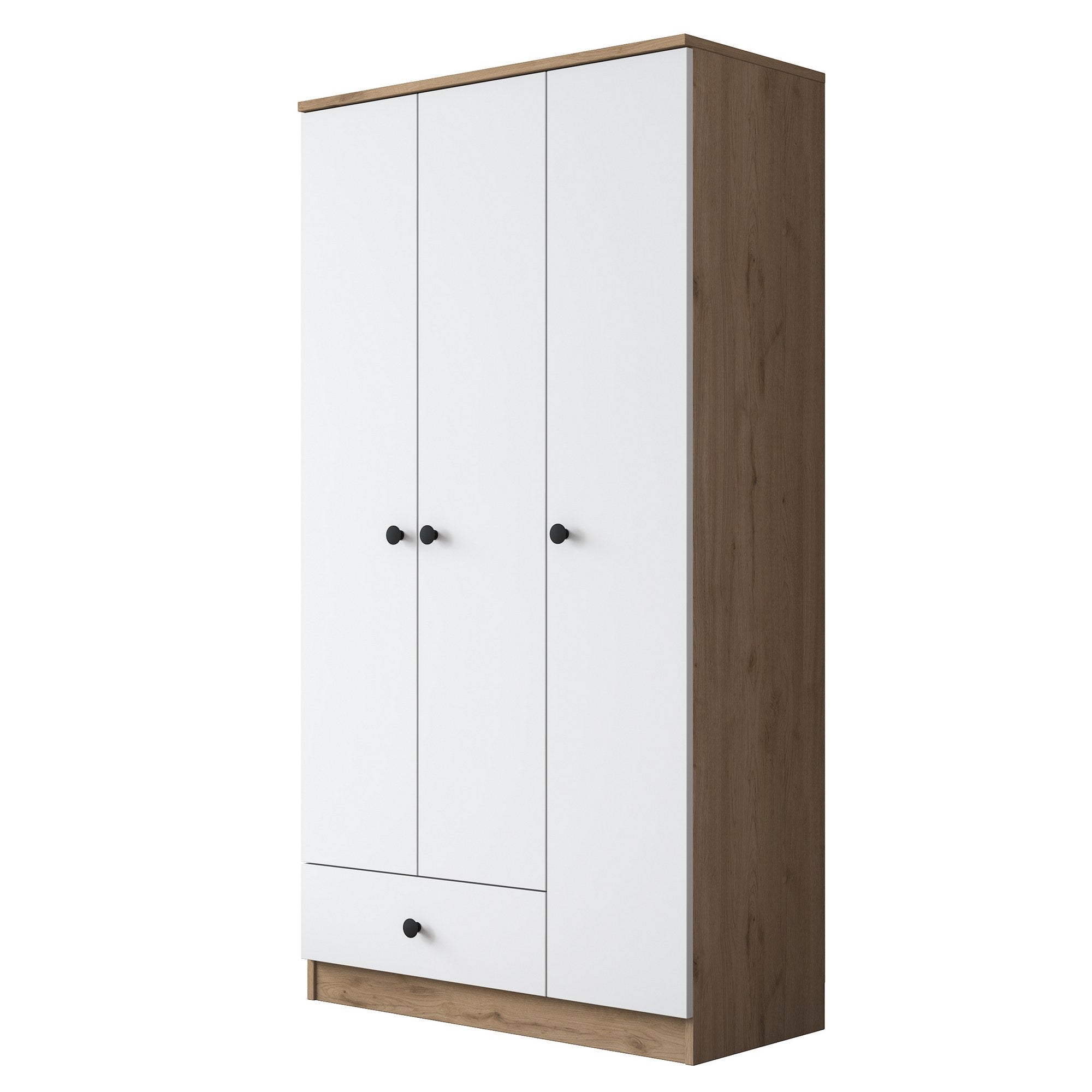 Guarda-roupa escandinavo – 90 x 170 x 42,5 cm – Nogueira e Branco – Painel de partículas revestido a melamina