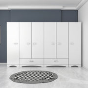 Guarda-roupa – 243 cm x 181 cm x 47,6 cm – Branco – Aglomerado E1 revestido a melamina