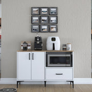 Armário multifuncional versátil, branco e nogueira, 120 x 78,6 x 40 cm | Aglomerado E1 100% revestido em melamina, 18 mm de espessura | Montável na parede, amplas prateleiras para armazenamento extra