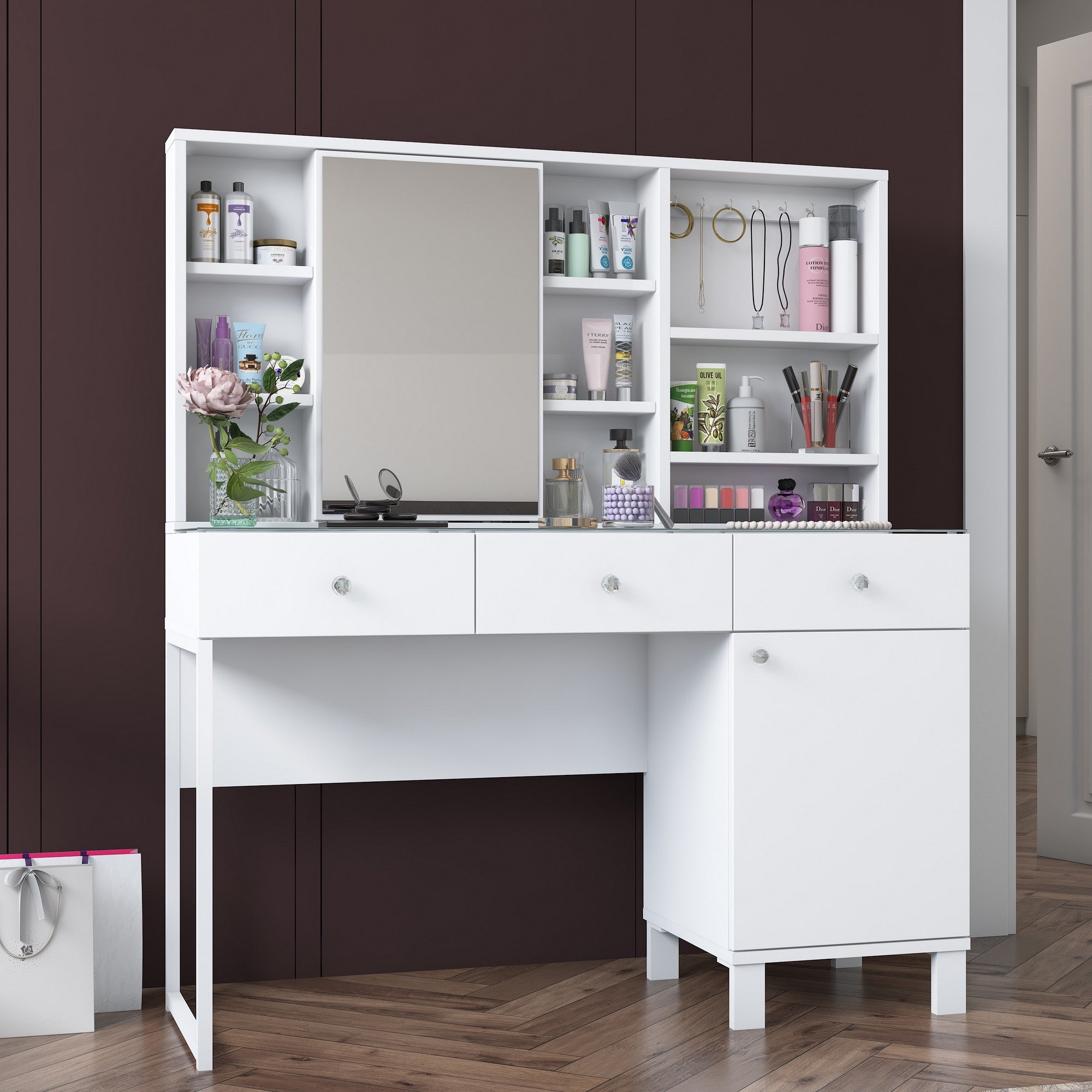 Toucador em MDF – 120cm x 136,8cm x 40cm – Branco – MDF