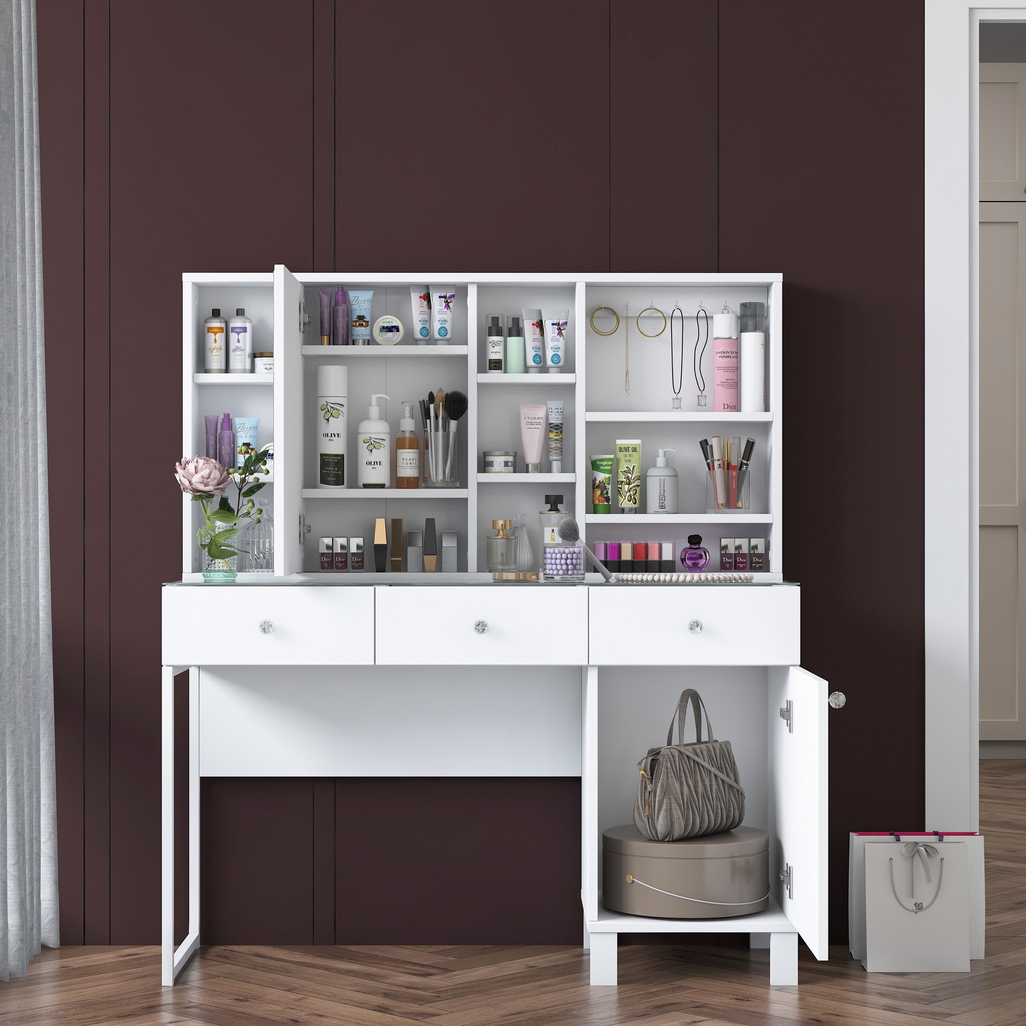 Toucador em MDF – 120cm x 136,8cm x 40cm – Branco – MDF