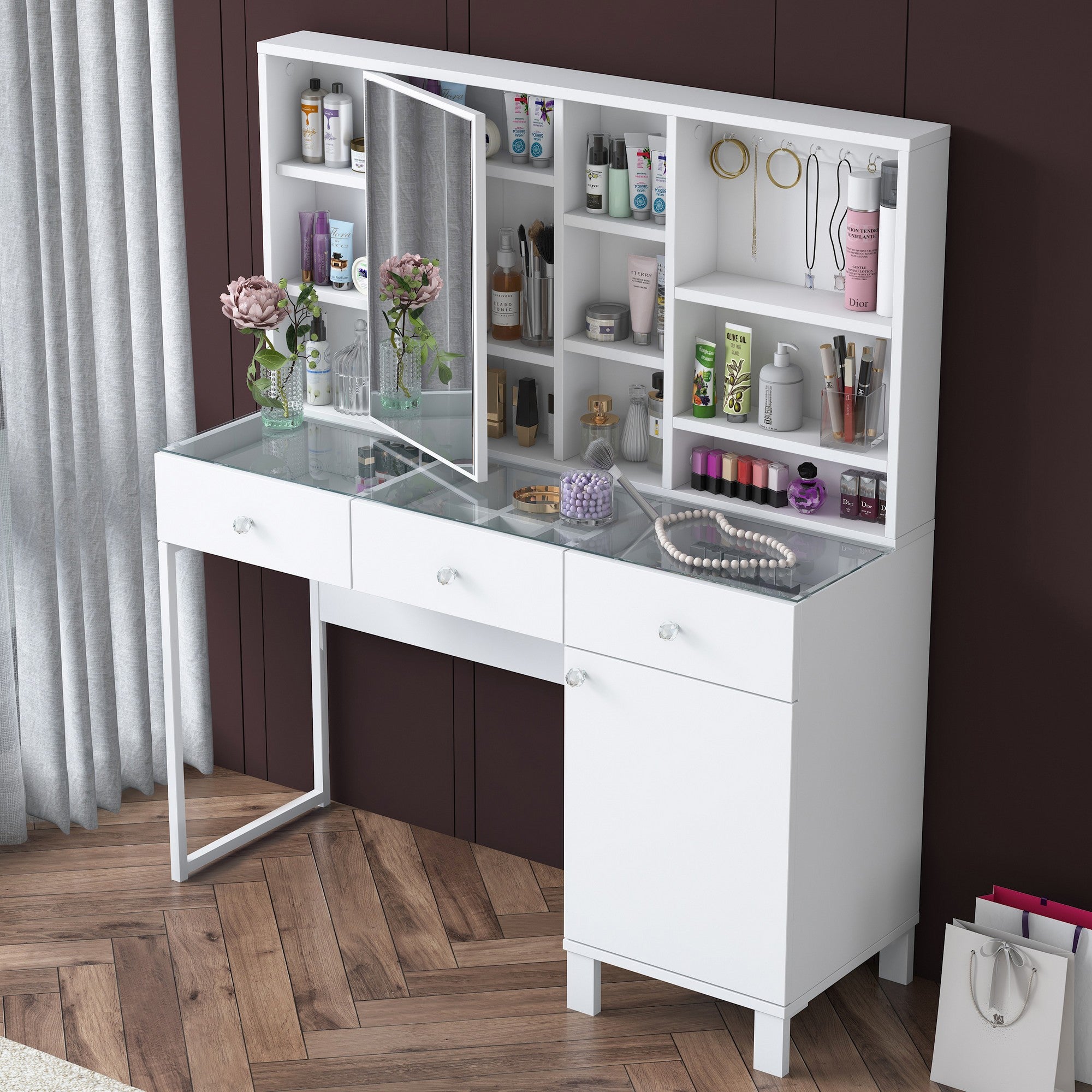 Toucador em MDF – 120cm x 136,8cm x 40cm – Branco – MDF