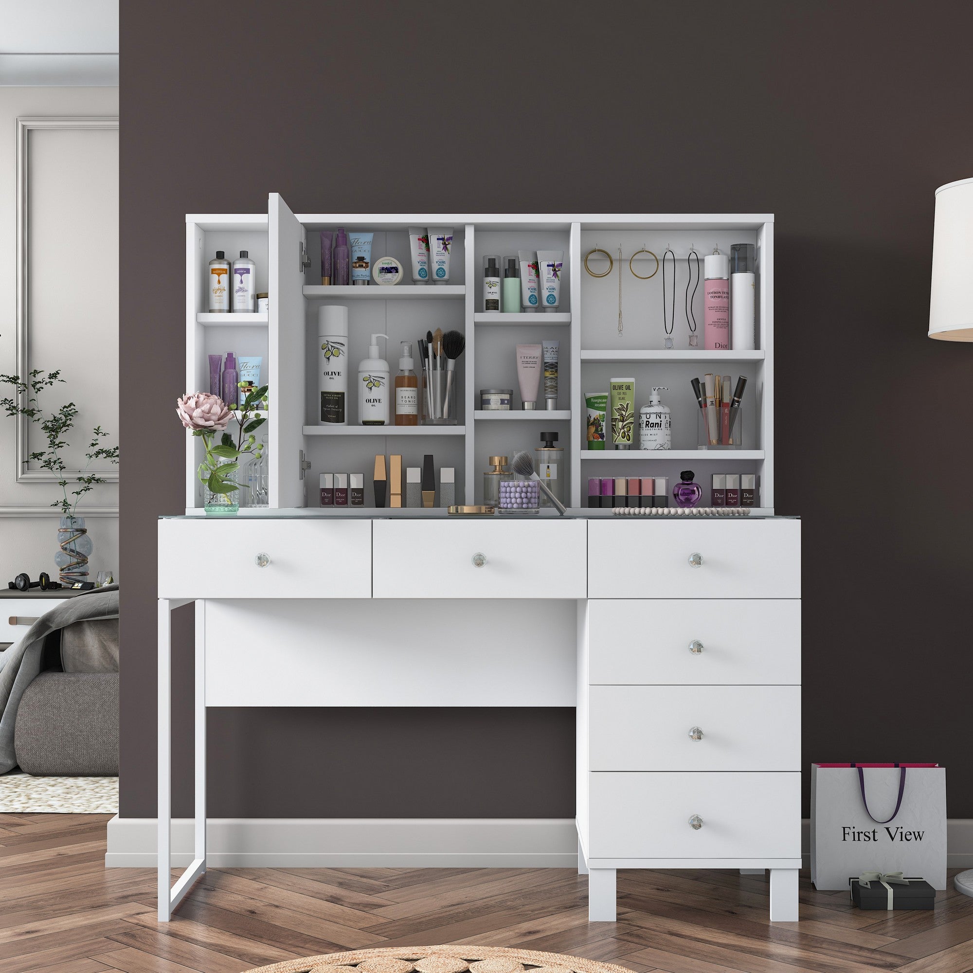 Toucador – 120 cm x 136,8 cm x 40 cm – Branco – Aglomerado
