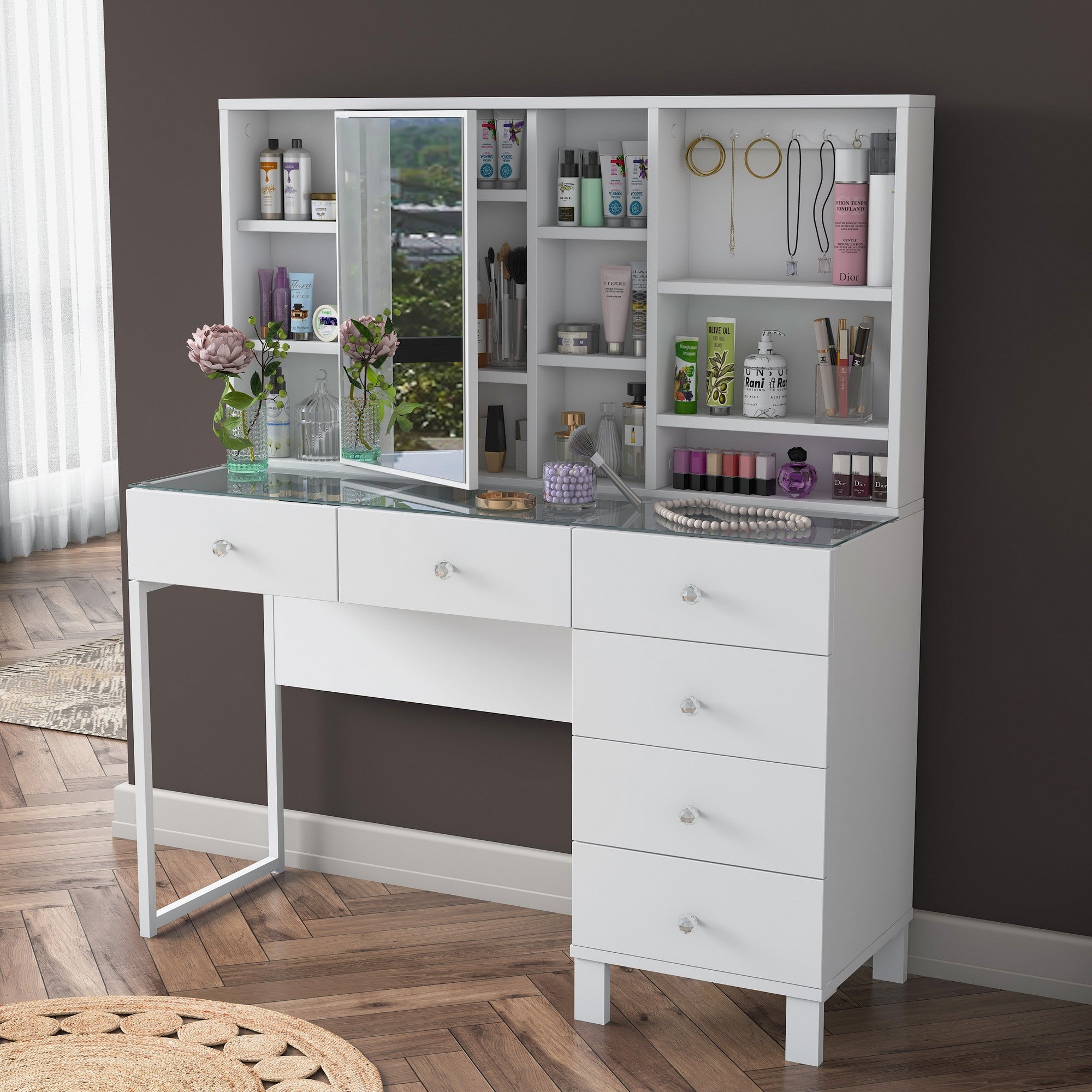 Toucador – 120 cm x 136,8 cm x 40 cm – Branco – Aglomerado