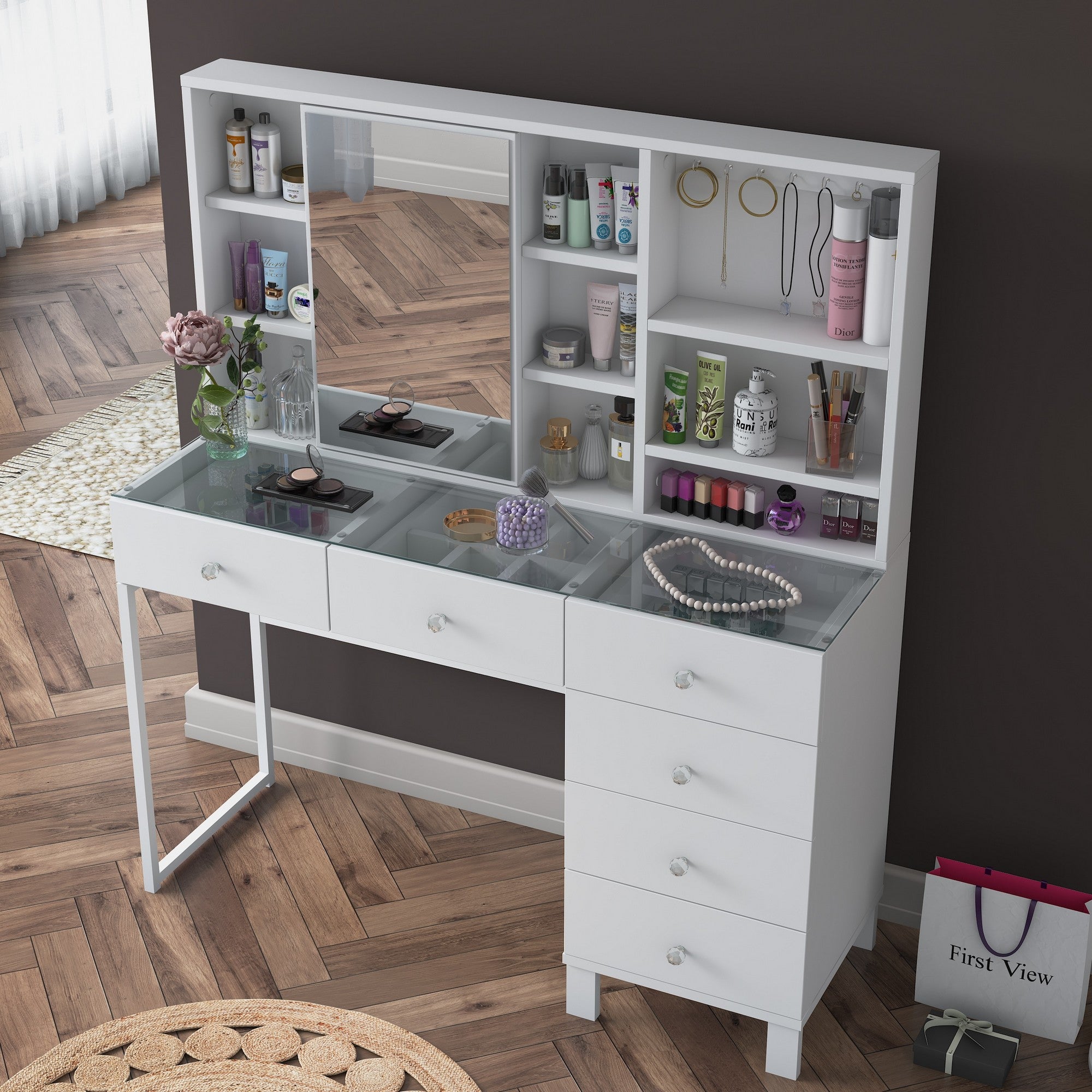 Toucador – 120 cm x 136,8 cm x 40 cm – Branco – Aglomerado