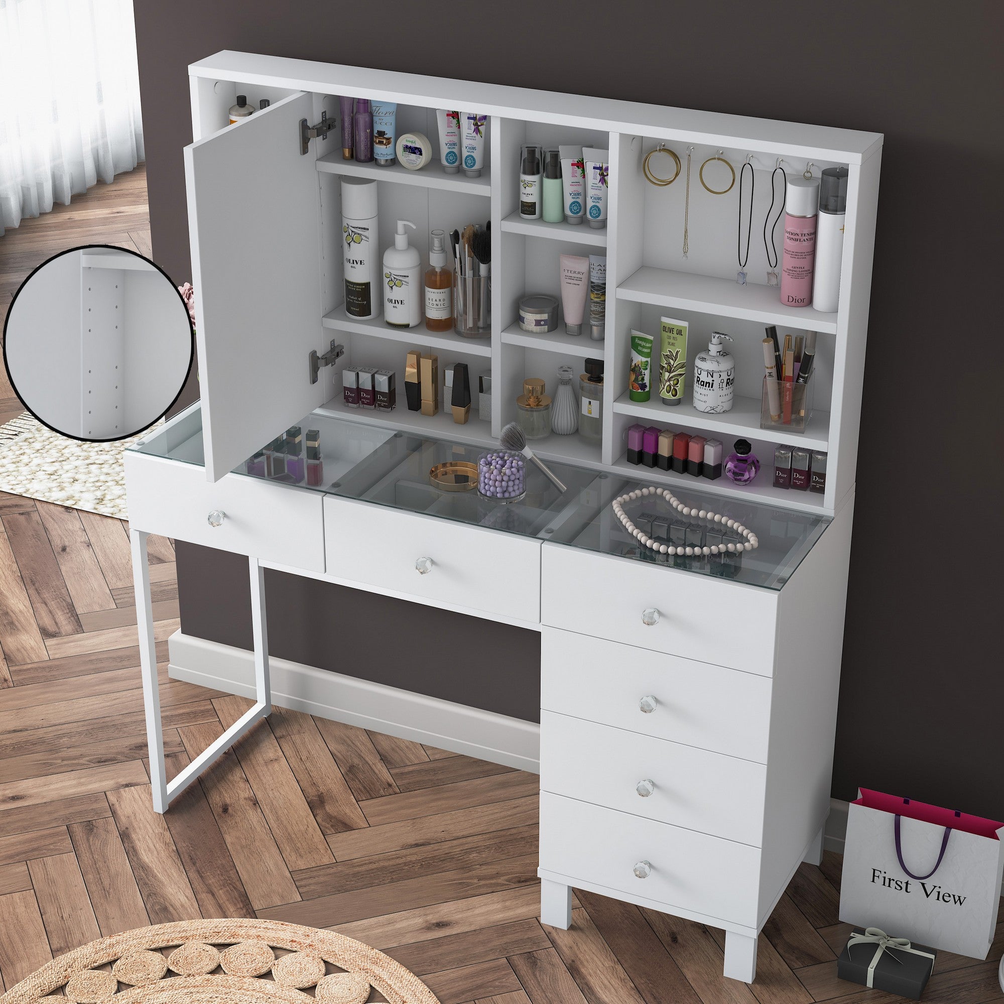 Toucador – 120 cm x 136,8 cm x 40 cm – Branco – Aglomerado