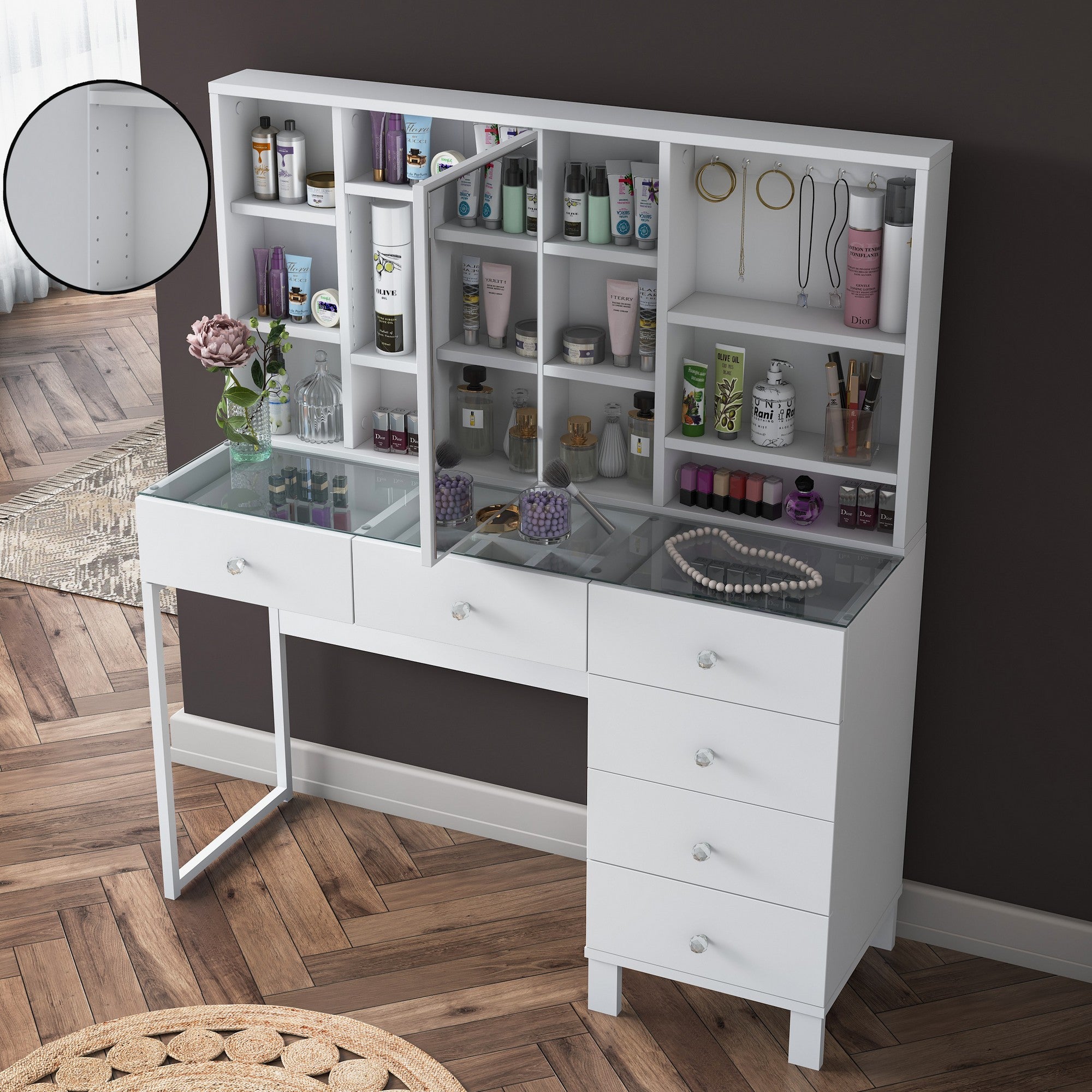 Toucador – 120 cm x 136,8 cm x 40 cm – Branco – Aglomerado
