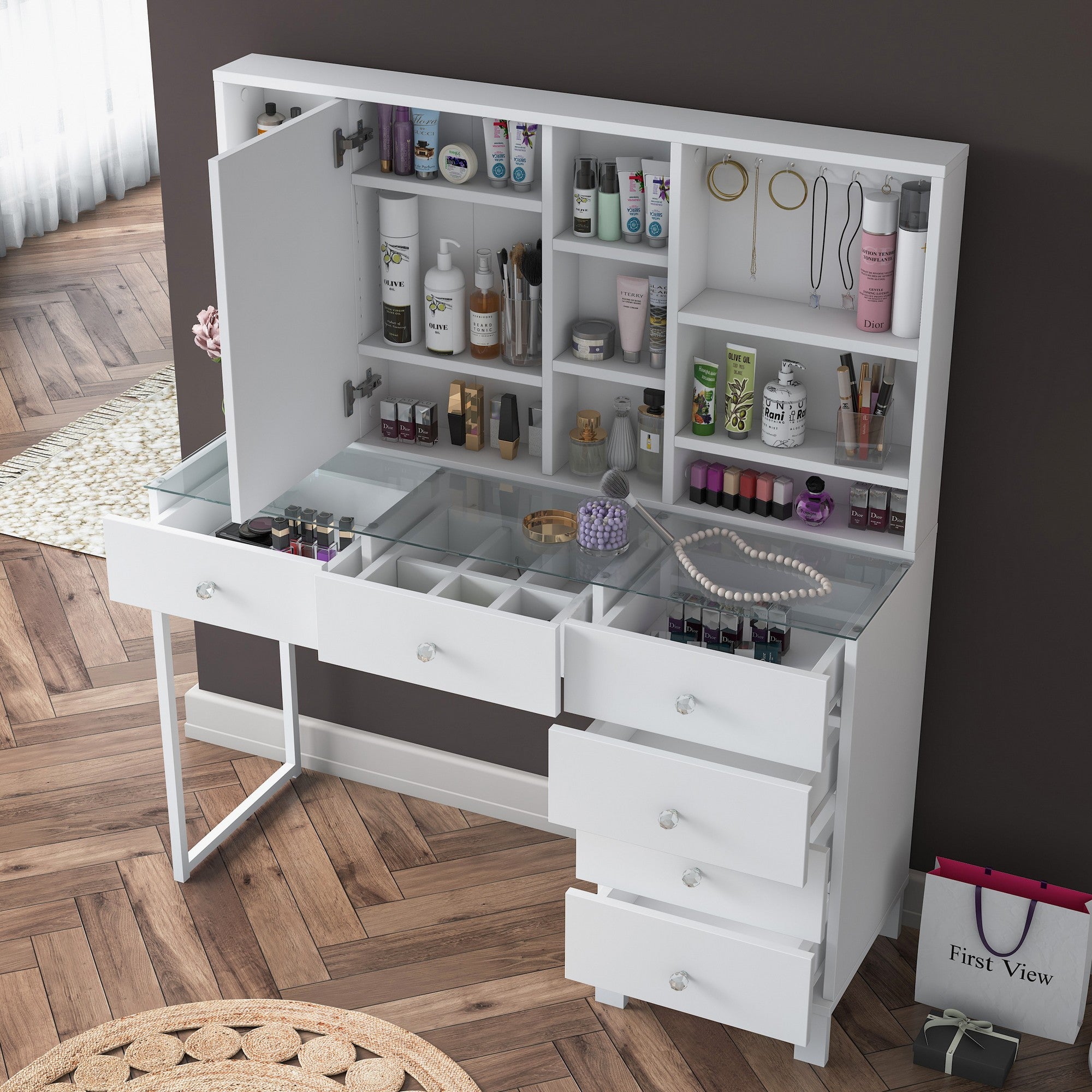 Toucador – 120 cm x 136,8 cm x 40 cm – Branco – Aglomerado