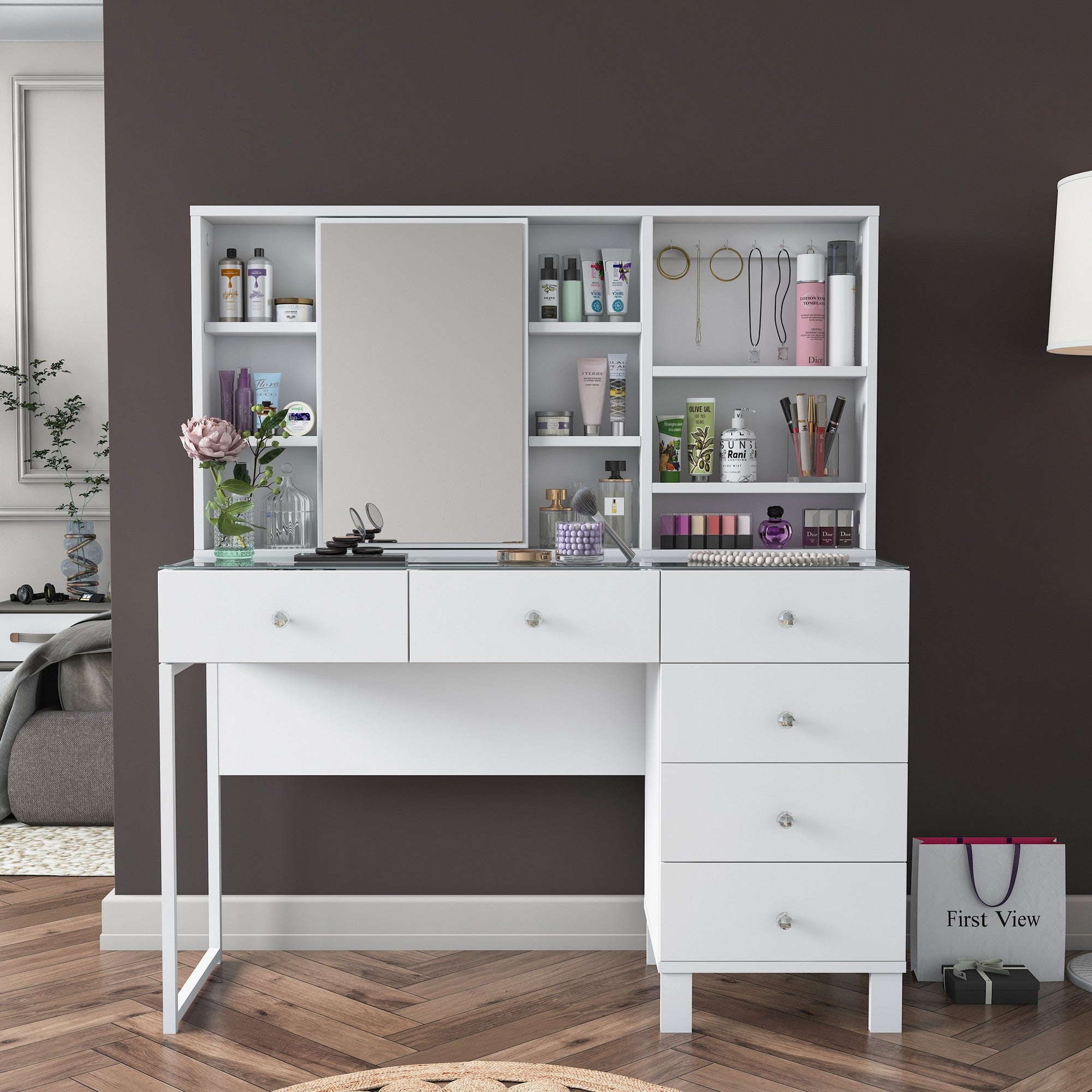 Toucador – 120 cm x 136,8 cm x 40 cm – Branco – Aglomerado