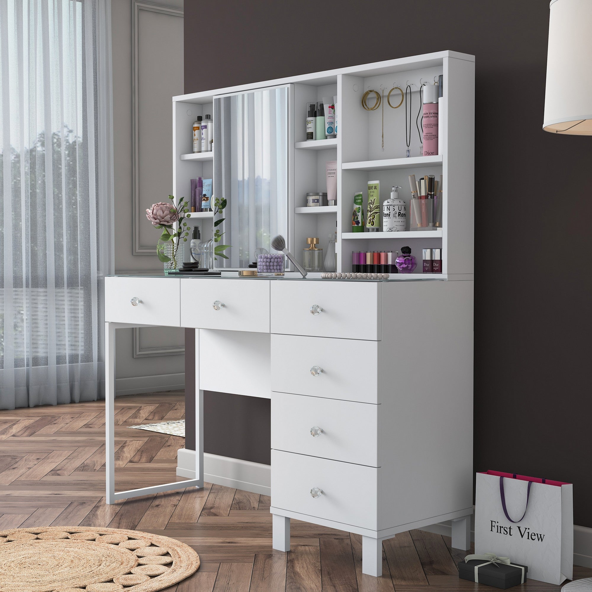 Toucador – 120 cm x 136,8 cm x 40 cm – Branco – Aglomerado