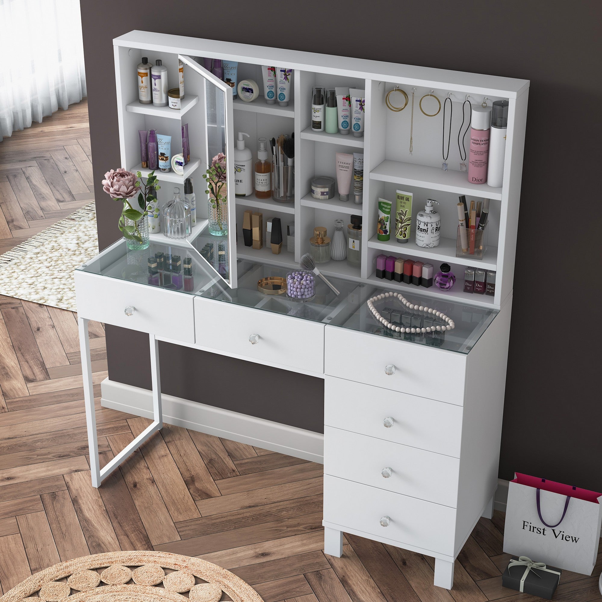 Toucador – 120 cm x 136,8 cm x 40 cm – Branco – Aglomerado