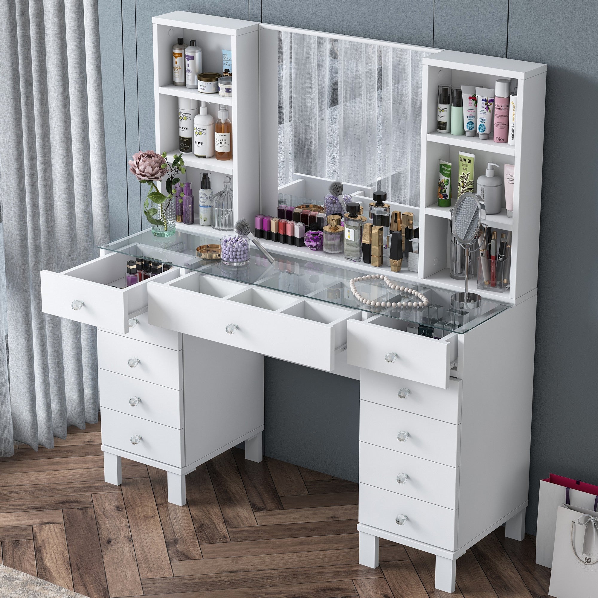 Toucador – 120 cm x 133,8 cm x 40 cm – Branco – MDF