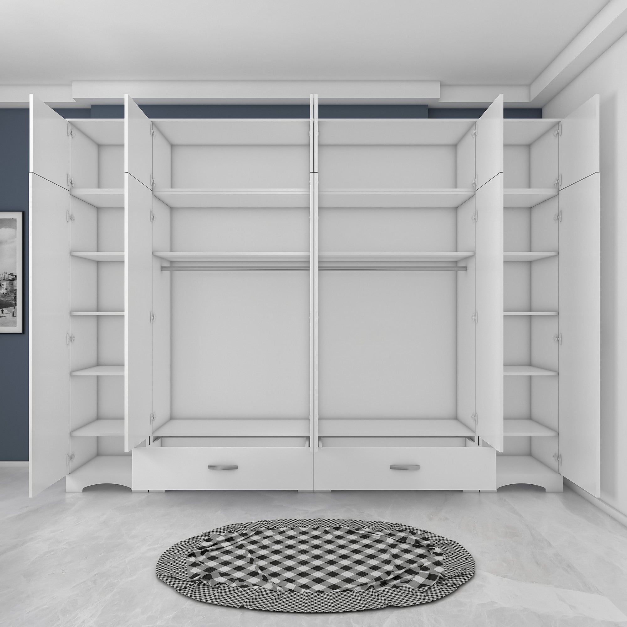 Guarda-roupa de aglomerado – 245 cm x 226 cm x 48,3 cm – Branco – Aglomerado