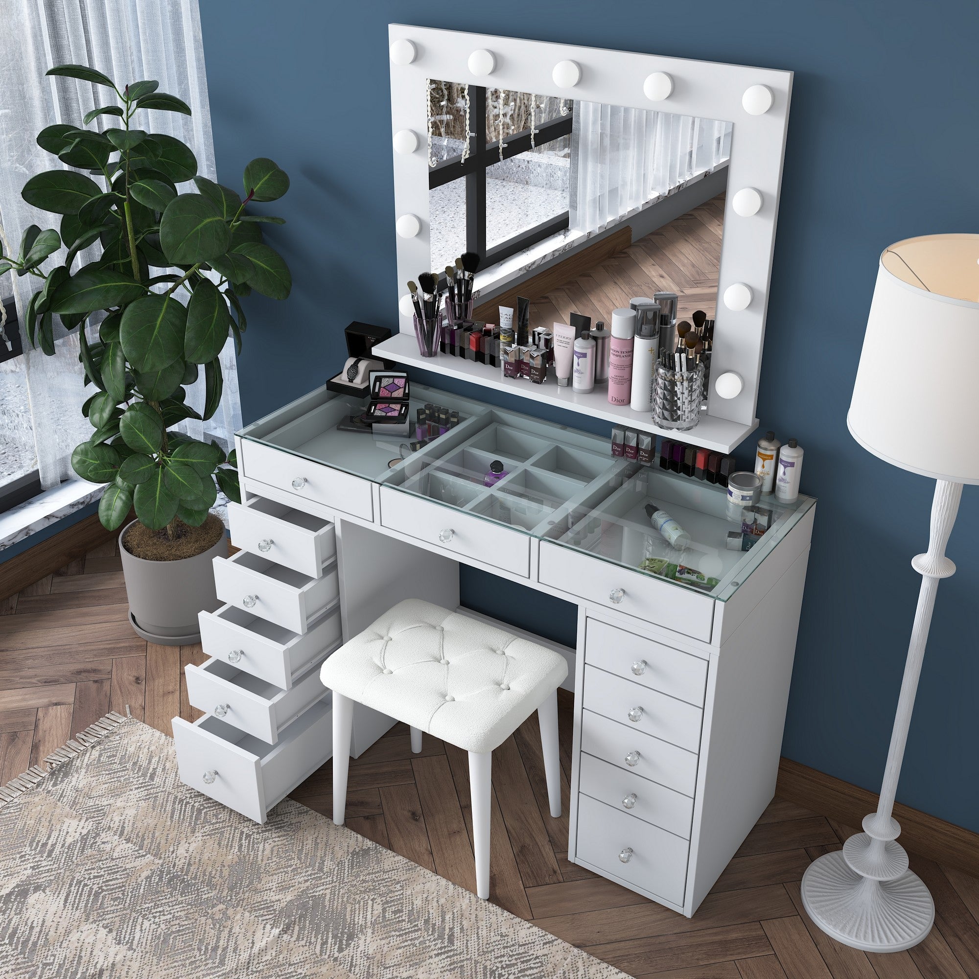 Toucador – 120 cm x 79,8 cm x 44,5 cm – Branco – Aglomerado