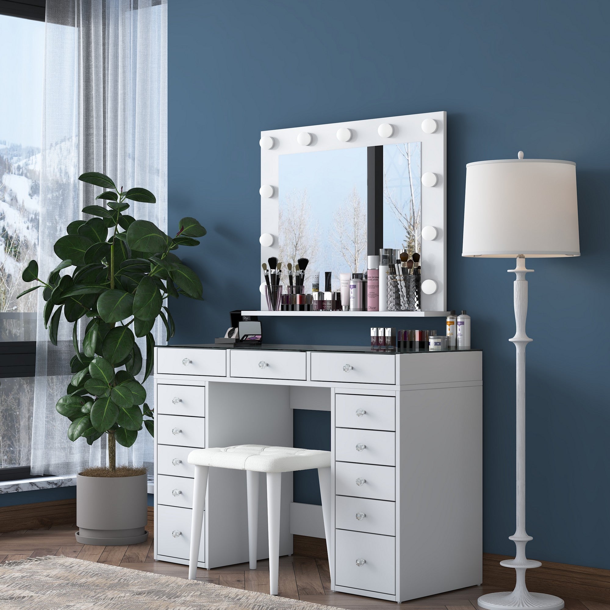 Toucador – 120 cm x 79,8 cm x 44,5 cm – Branco – Aglomerado