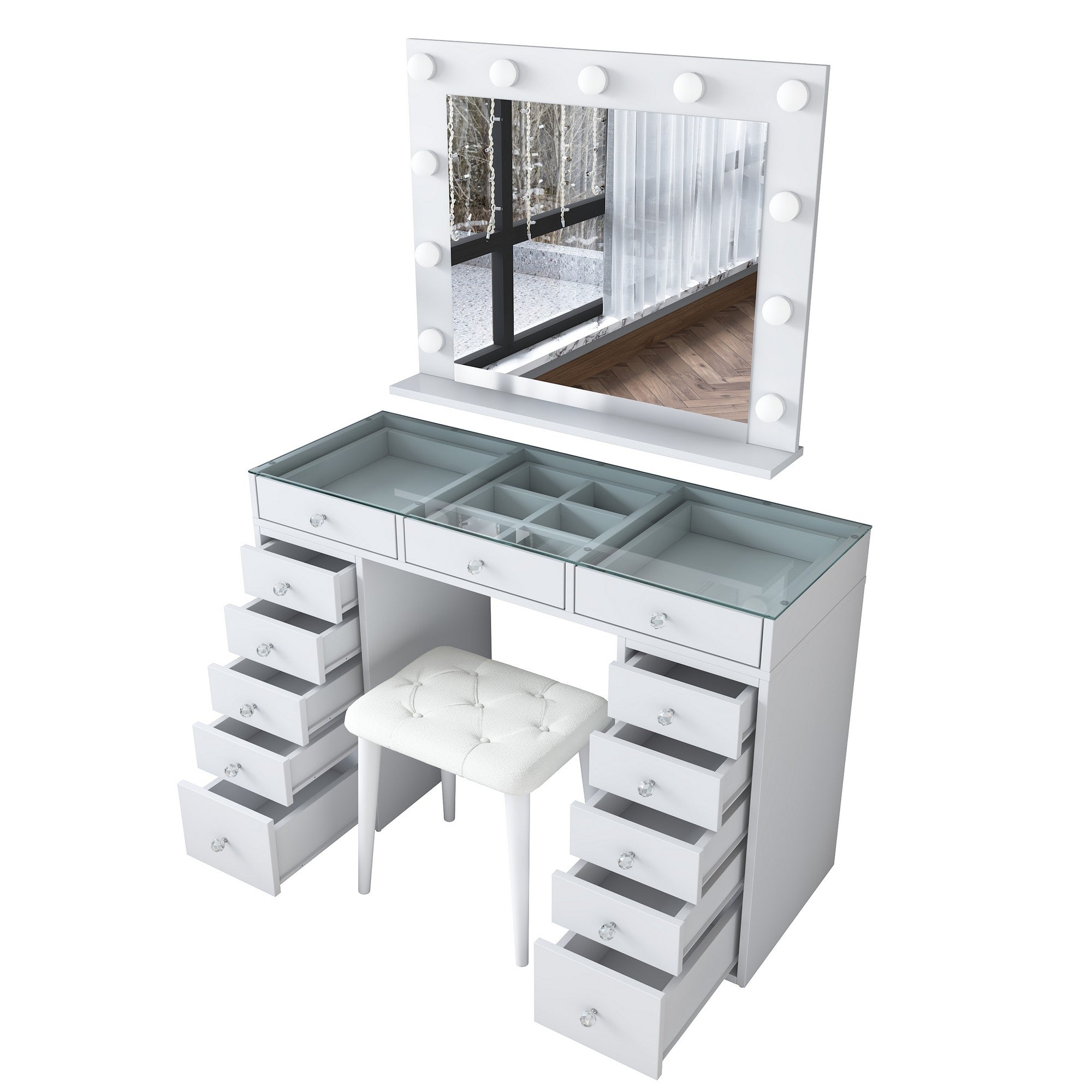 Toucador – 120 cm x 79,8 cm x 44,5 cm – Branco – Aglomerado