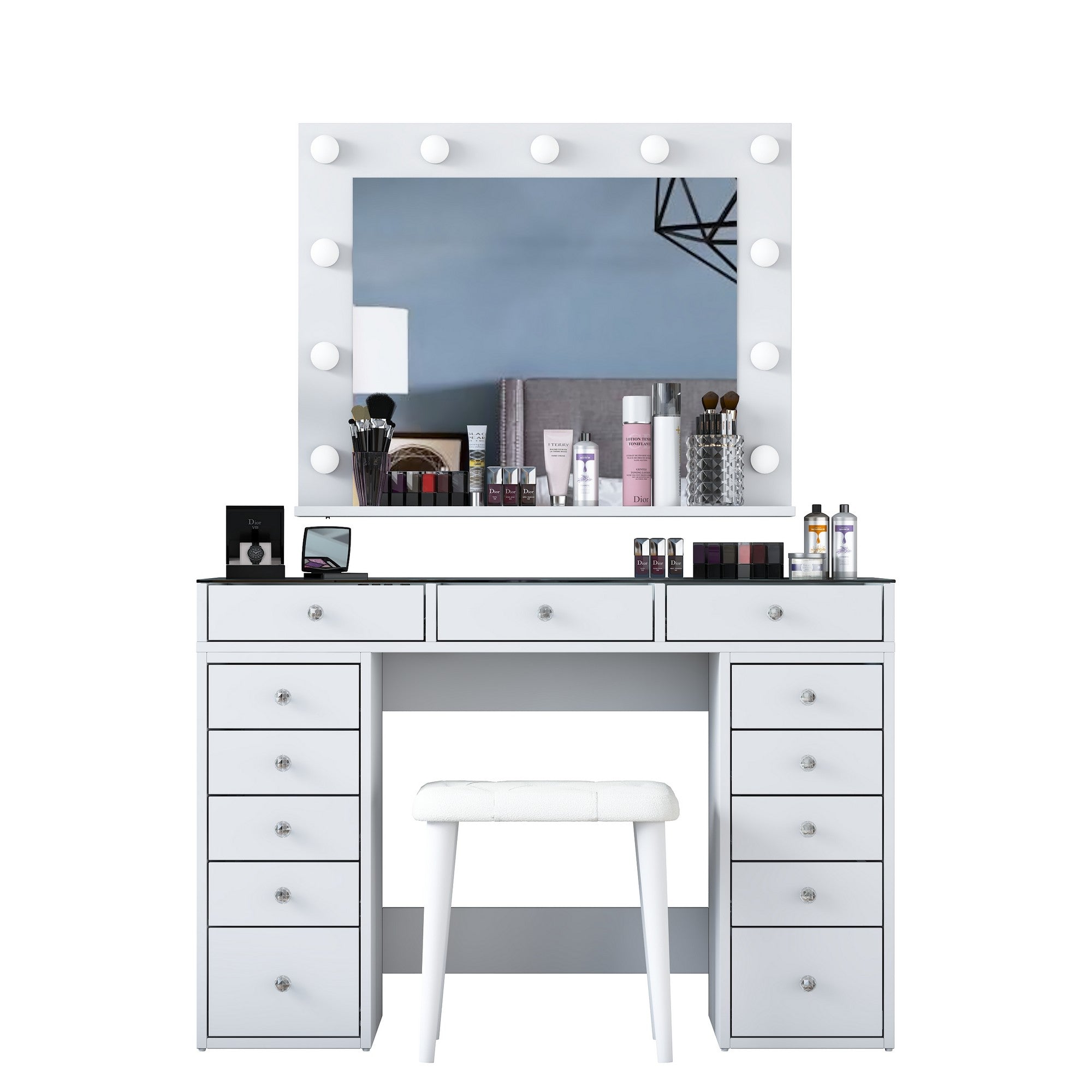 Toucador – 120 cm x 79,8 cm x 44,5 cm – Branco – Aglomerado