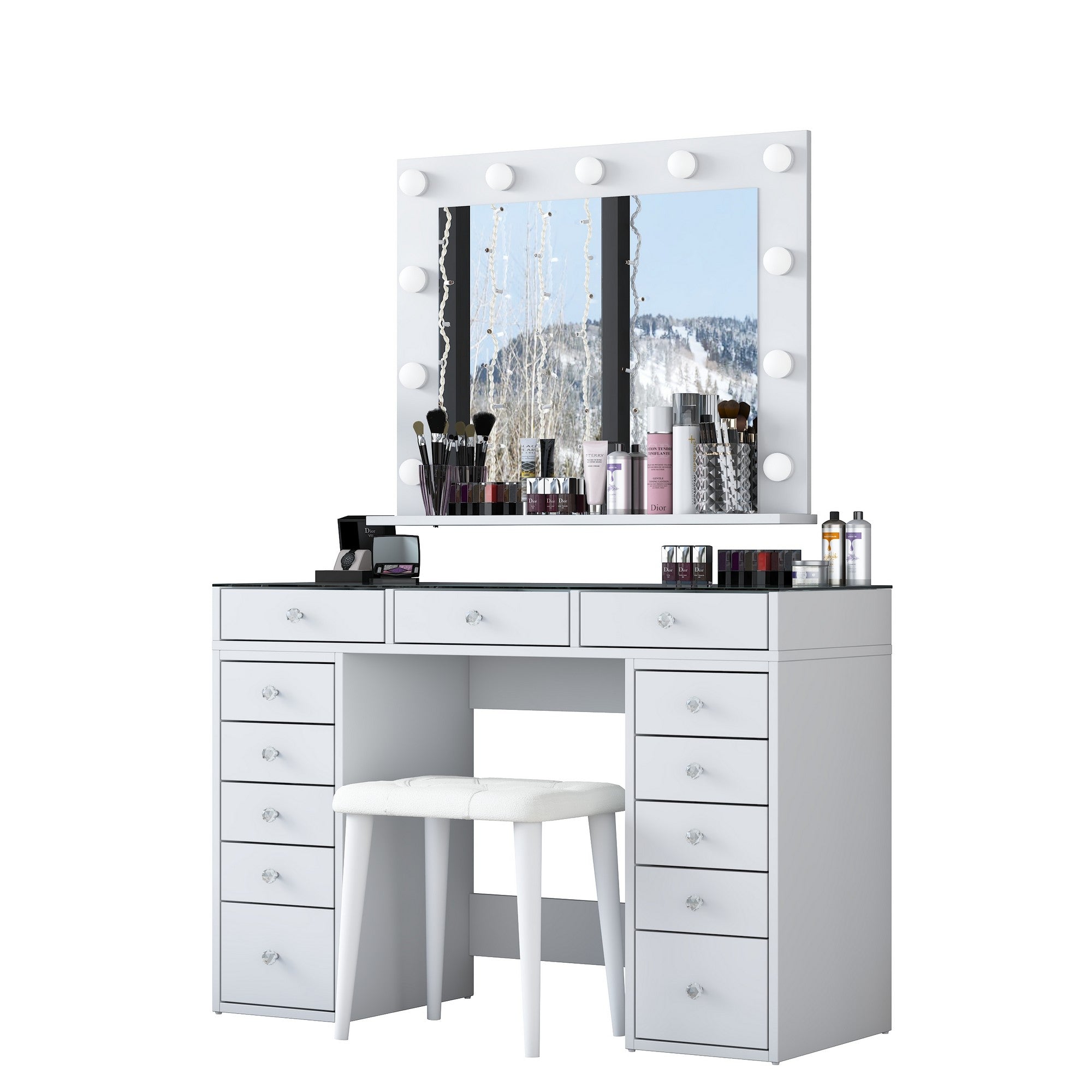 Toucador – 120 cm x 79,8 cm x 44,5 cm – Branco – Aglomerado