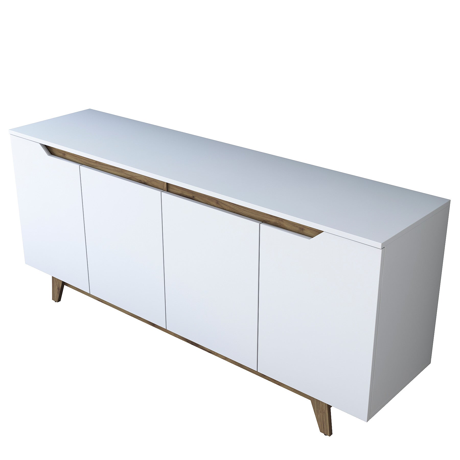 Aparador Moderno – 180 x 45 x 78,6 cm – Branco e Nogueira – Melamina