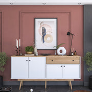 Aparador de Aglomerado – 180 cm x 87,6 cm x 45 cm – Nogueira e Branco – Aglomerado