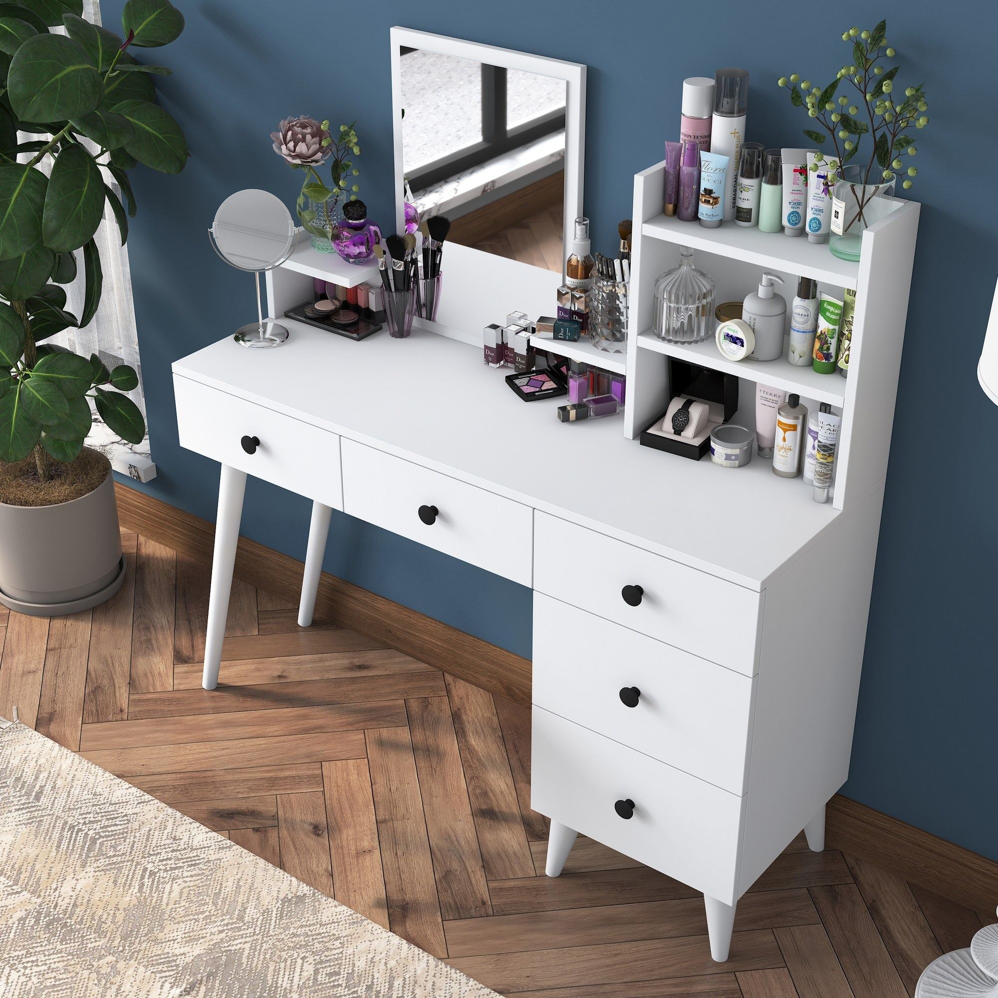 Toucador – 125 cm x 93,8 cm x 40 cm – Branca – Aglomerado E1 revestido em melamina