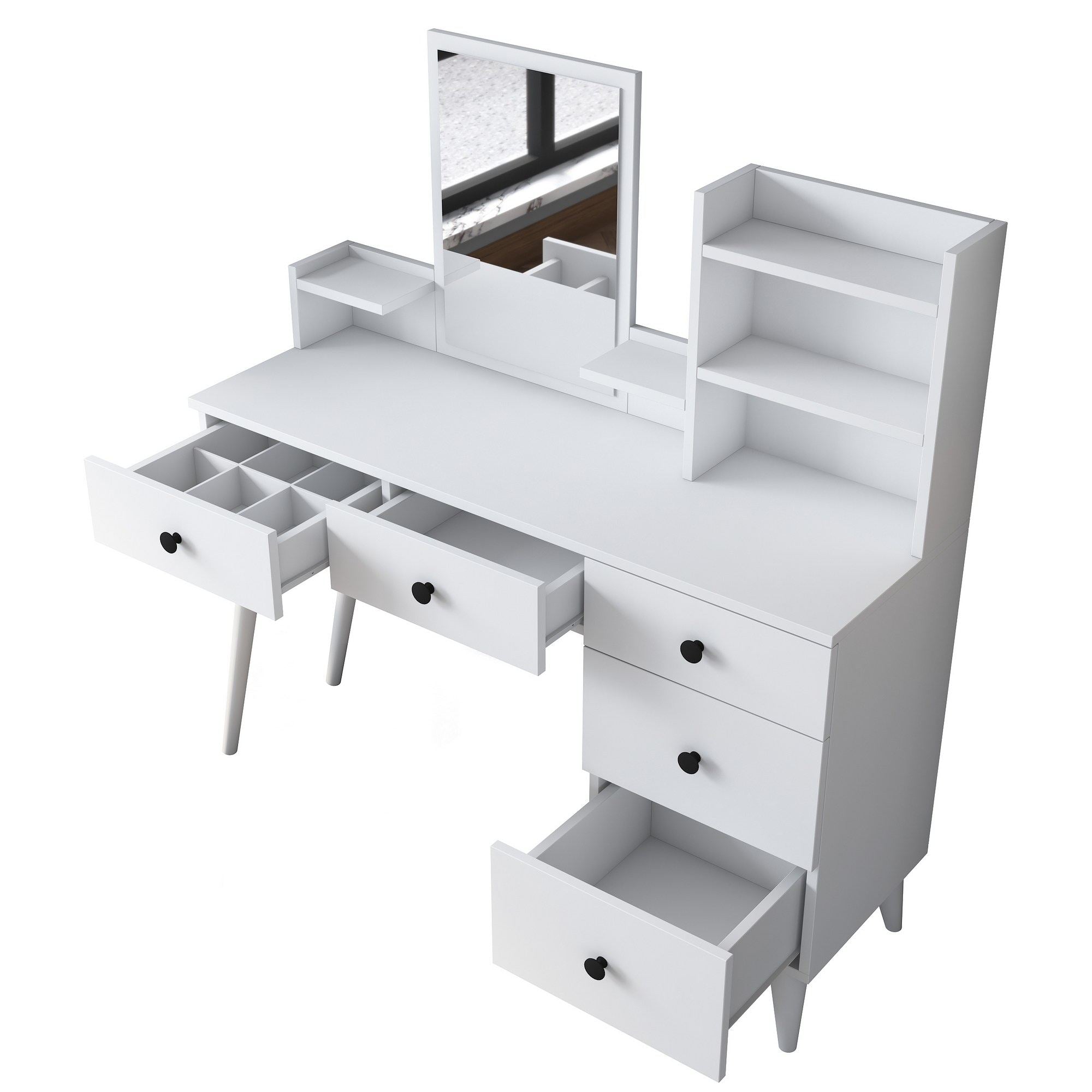 Toucador – 125 cm x 93,8 cm x 40 cm – Branca – Aglomerado E1 revestido em melamina