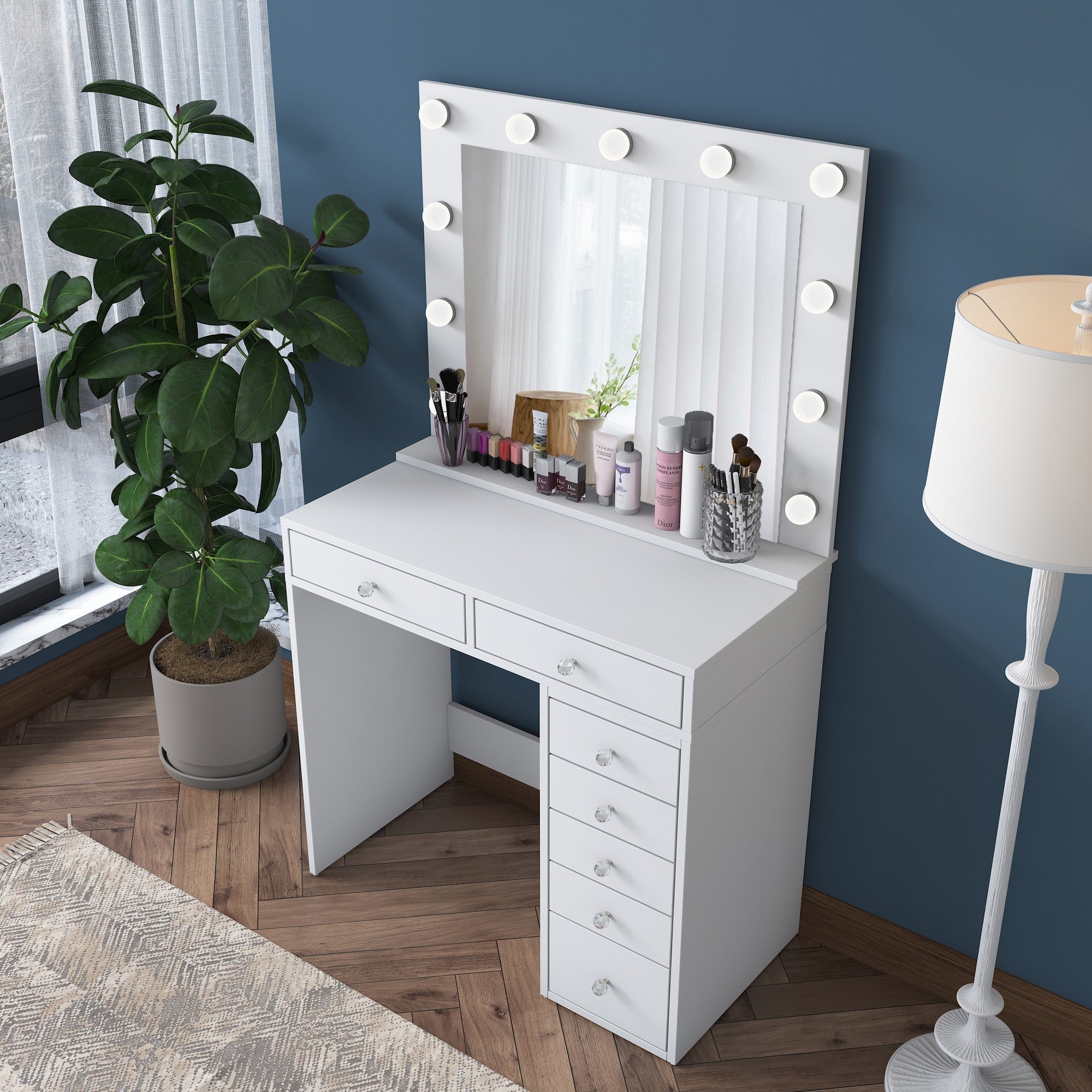 Toucador – 90 cm x 153,4 cm x 44,5 cm – Branca – Aglomerado