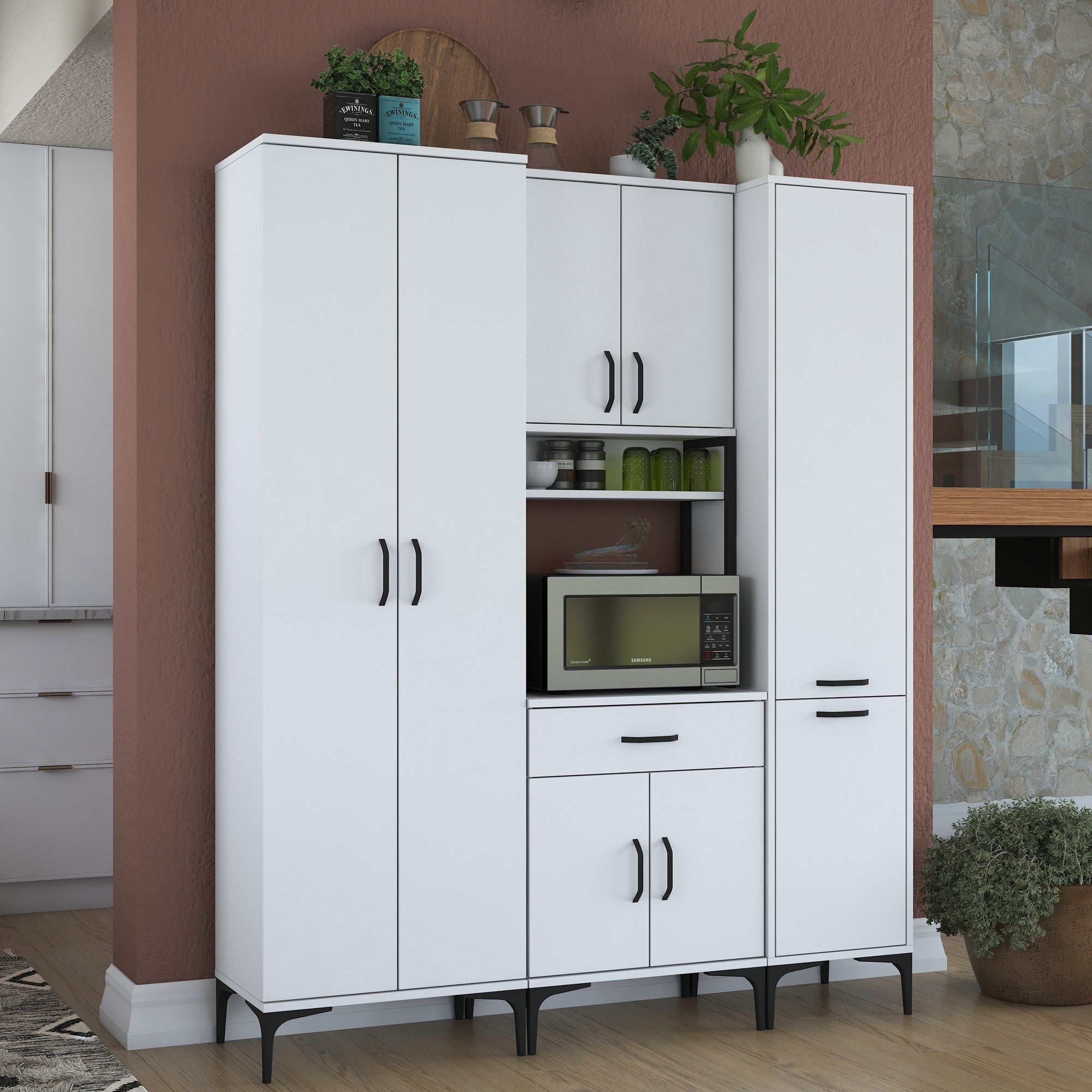 Armário multifuncional versátil, branco, 160 x 40 x 198,6 cm | 100% aglomerado de qualidade E1 revestido com melamina, 18 mm de espessura | Ideal para armazenamento em casa e no escritório