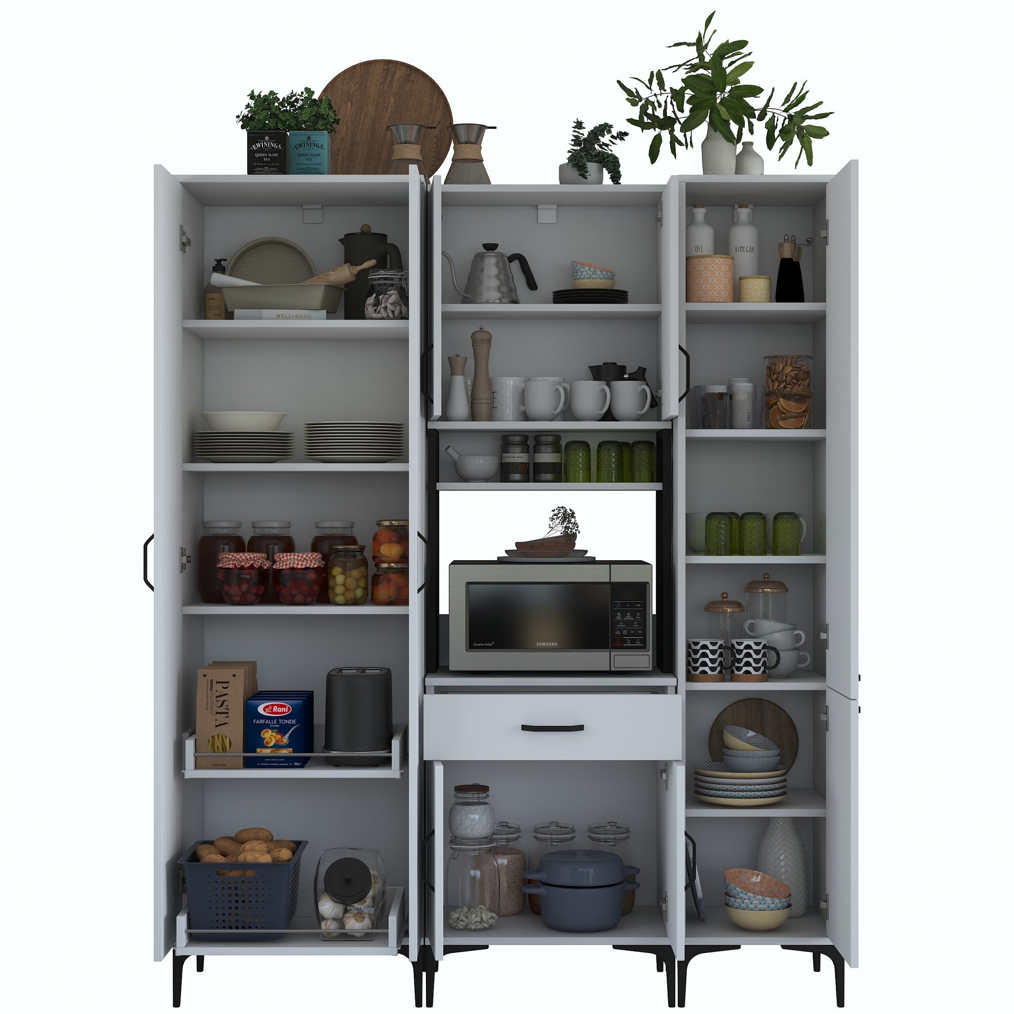 Armário multifuncional versátil, branco, 160 x 40 x 198,6 cm | 100% aglomerado de qualidade E1 revestido com melamina, 18 mm de espessura | Ideal para armazenamento em casa e no escritório