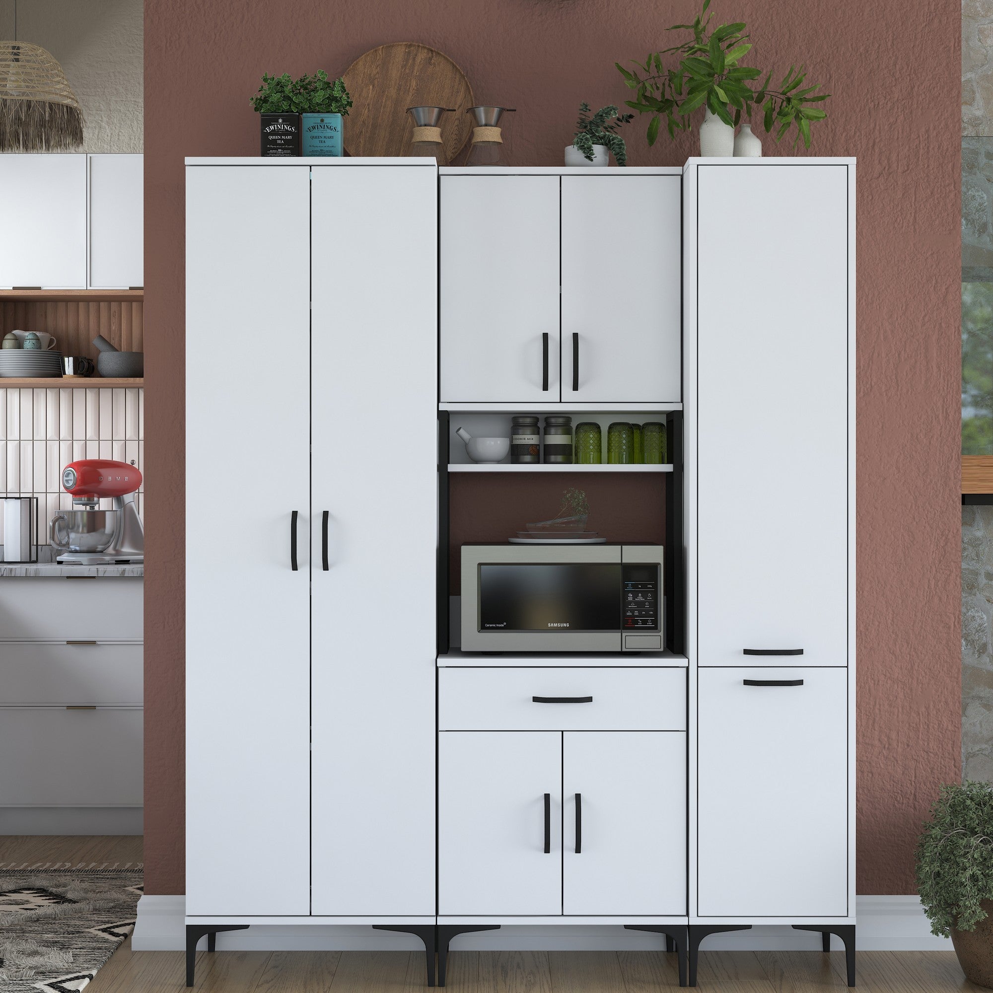Armário multifuncional versátil, branco, 160 x 40 x 198,6 cm | 100% aglomerado de qualidade E1 revestido com melamina, 18 mm de espessura | Ideal para armazenamento em casa e no escritório