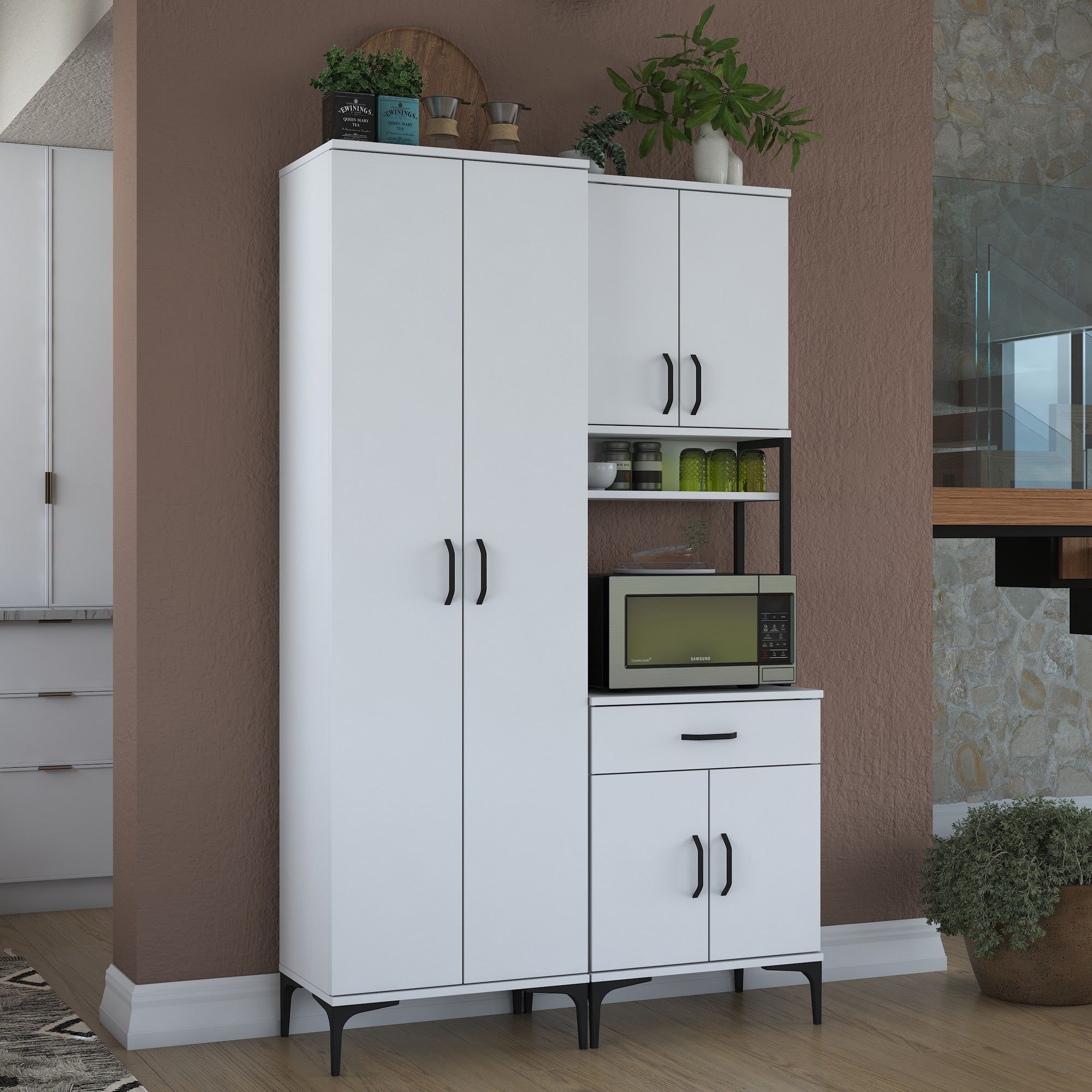 Armário multifuncional versátil, branco, 120 x 198,6 x 40 cm | 100% aglomerado de qualidade E1 revestido com melamina, 18 mm de espessura | Ideal para armazenamento em casa e no escritório