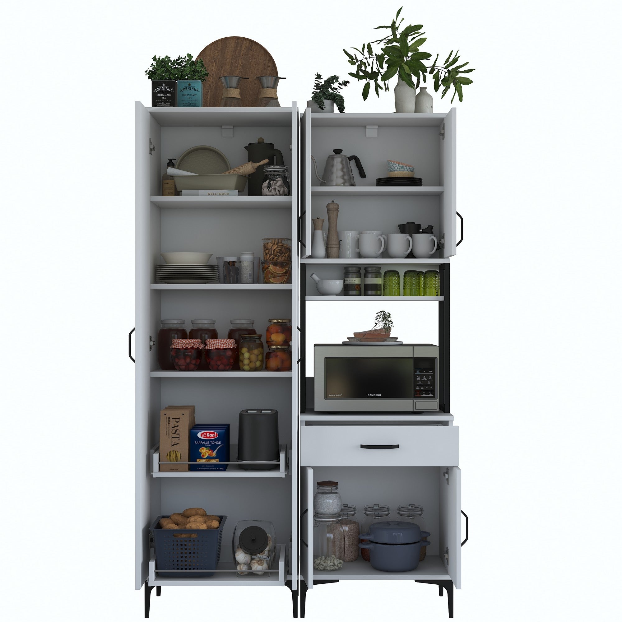 Armário multifuncional versátil, branco, 120 x 198,6 x 40 cm | 100% aglomerado de qualidade E1 revestido com melamina, 18 mm de espessura | Ideal para armazenamento em casa e no escritório