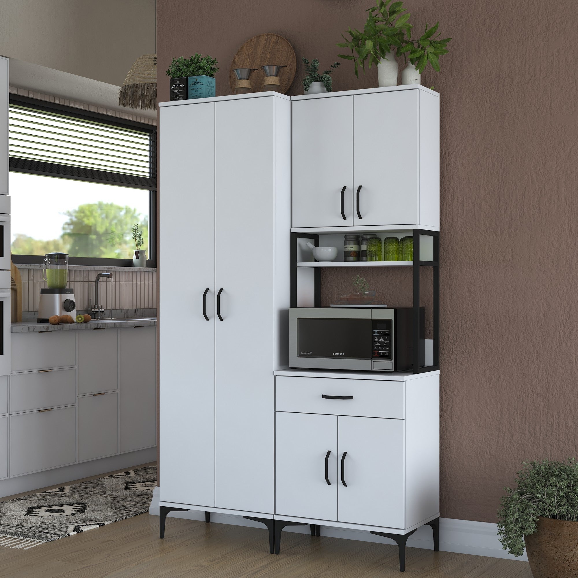 Armário multifuncional versátil, branco, 120 x 198,6 x 40 cm | 100% aglomerado de qualidade E1 revestido com melamina, 18 mm de espessura | Ideal para armazenamento em casa e no escritório