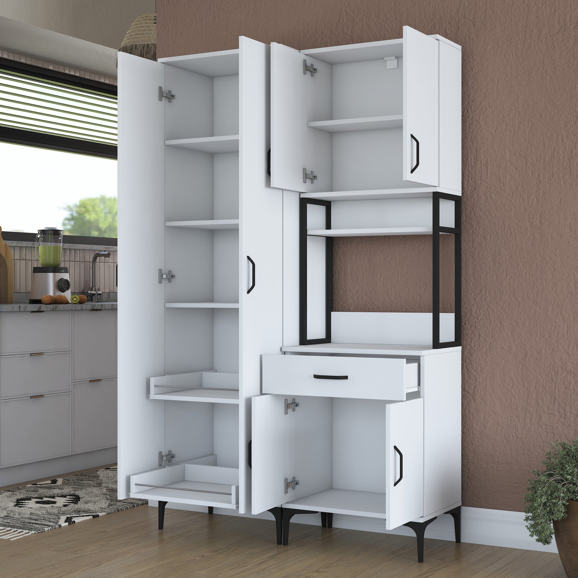 Armário multifuncional versátil, branco, 120 x 198,6 x 40 cm | 100% aglomerado de qualidade E1 revestido com melamina, 18 mm de espessura | Ideal para armazenamento em casa e no escritório