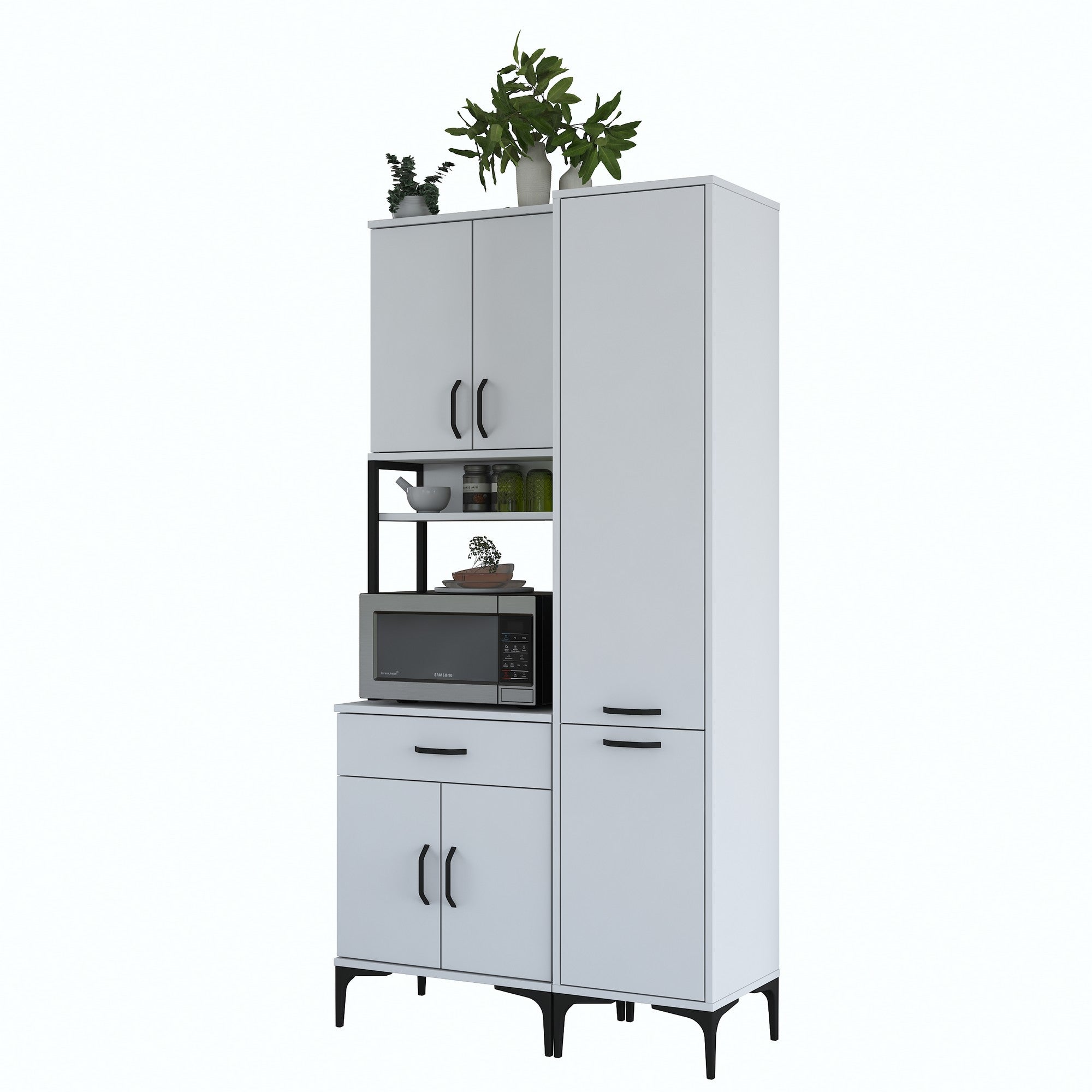 Armário multiuso, branco, 100 cm x 198,6 cm x 40 cm | Aglomerado de qualidade E1 100% revestido com melamina, 18 mm de espessura | Solução de armazenamento elegante para casa e escritório