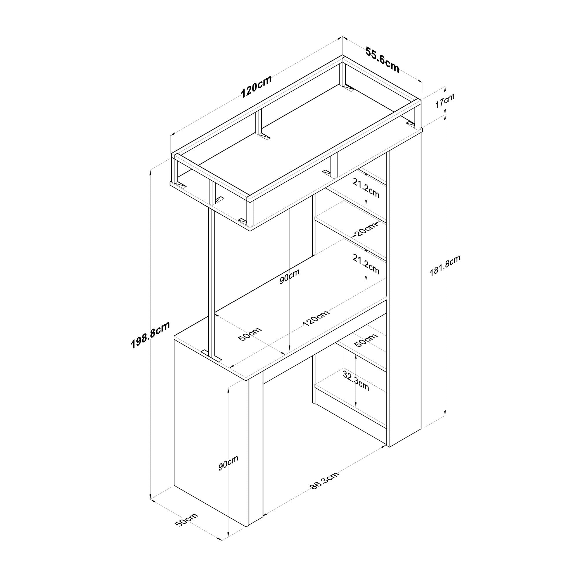 Mesa de jantar – 120 cm x 198,8 cm x 55,6 cm – Nogueira e Preto – MDF