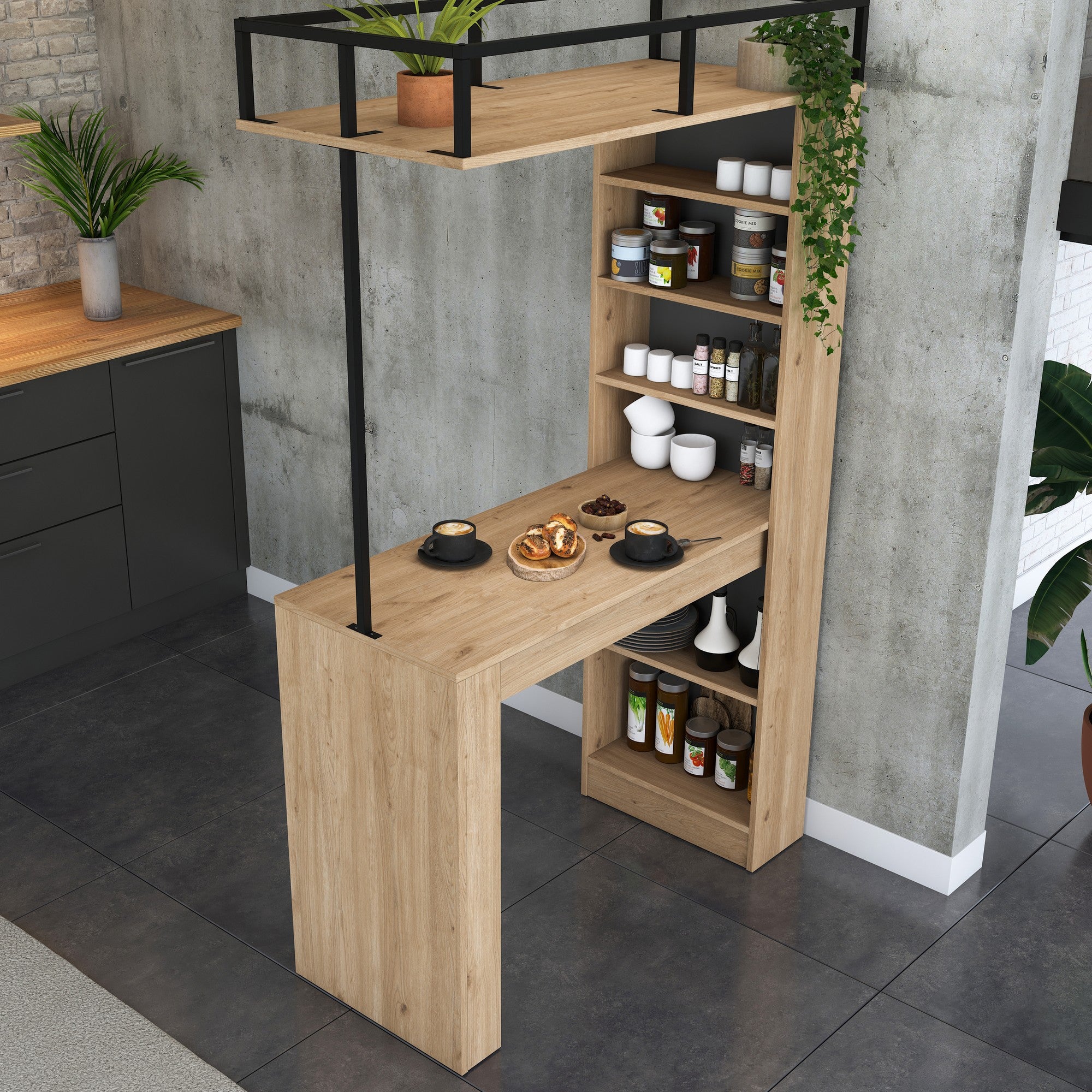 Mesa de jantar – 120 cm x 198,8 cm x 55,6 cm – Nogueira e Preto – MDF
