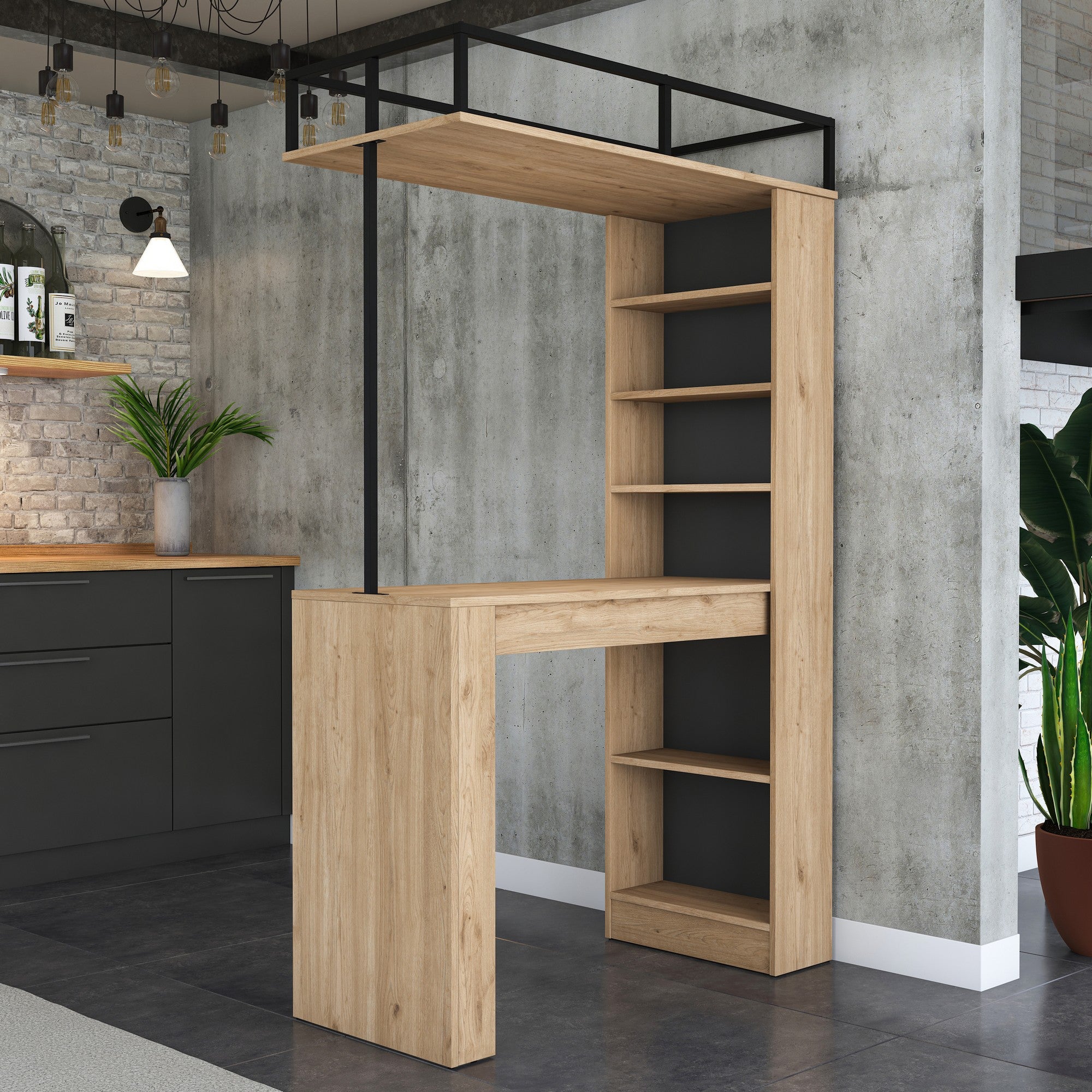 Mesa de jantar – 120 cm x 198,8 cm x 55,6 cm – Nogueira e Preto – MDF