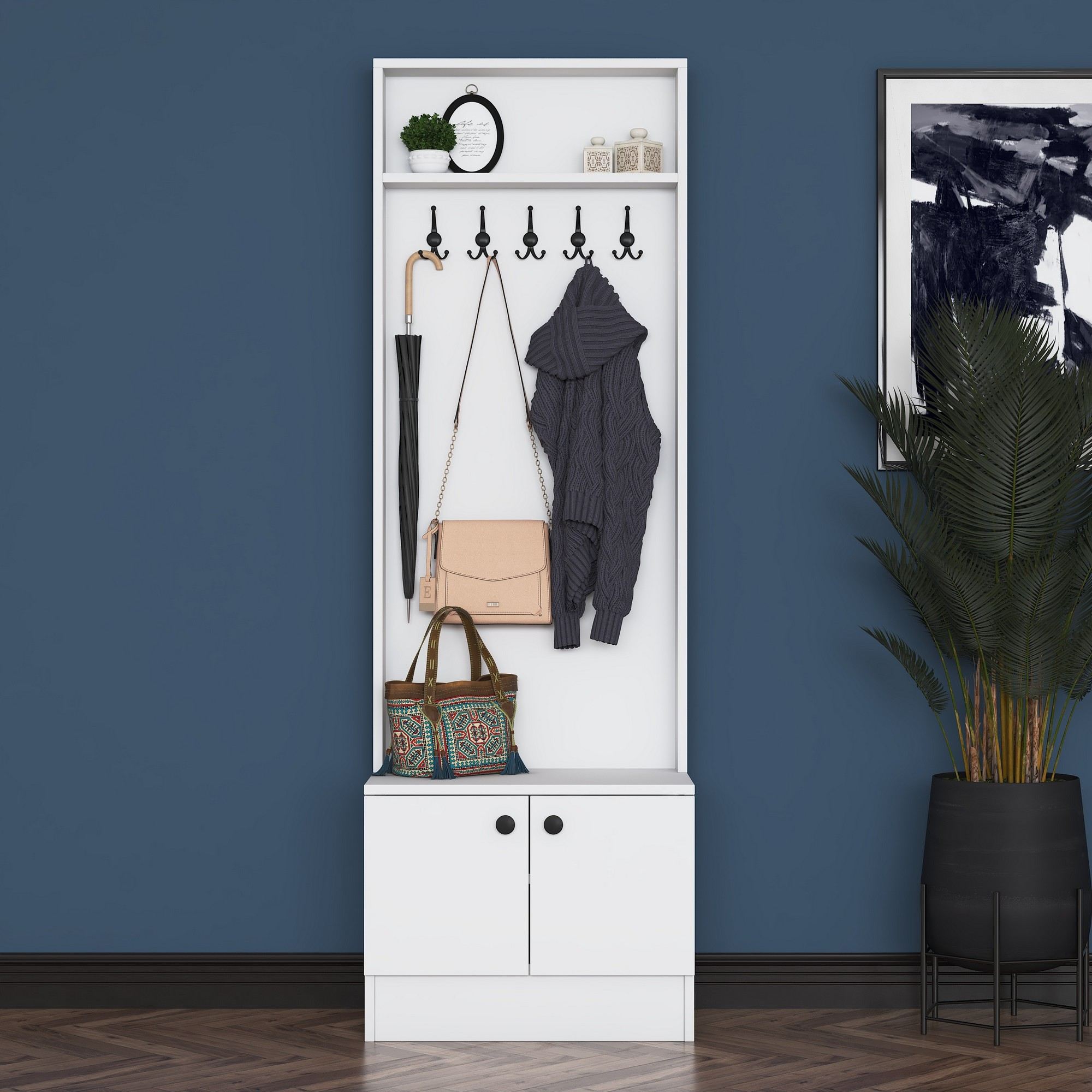 Cabideiro – 59,8 cm x 182,8 cm x 35,5 cm – Branco – Aglomerado