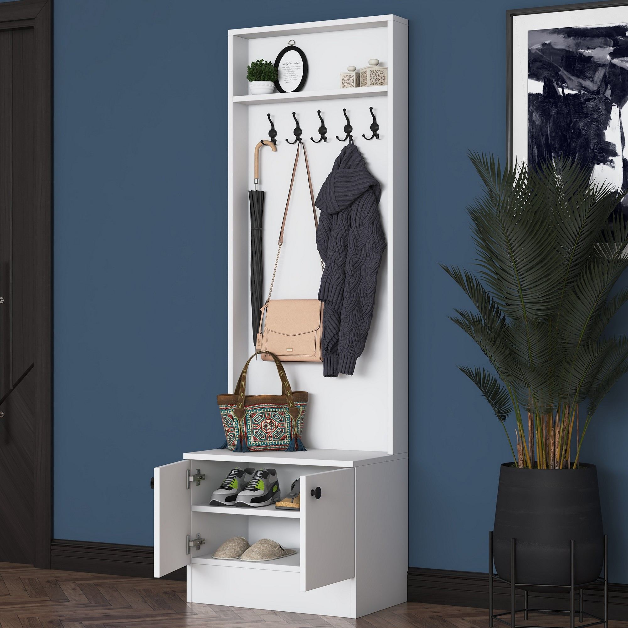 Cabideiro – 59,8 cm x 182,8 cm x 35,5 cm – Branco – Aglomerado