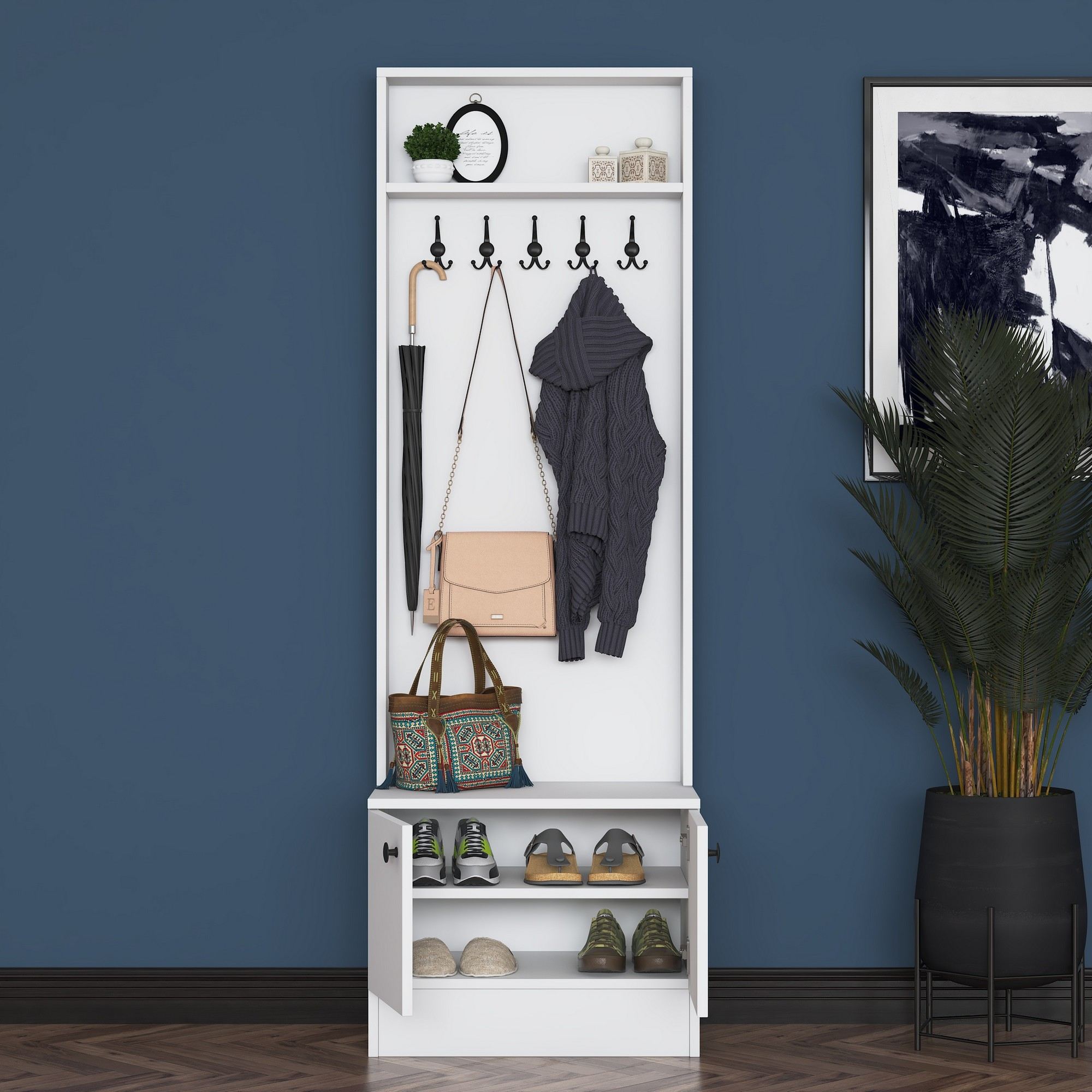 Cabideiro – 59,8 cm x 182,8 cm x 35,5 cm – Branco – Aglomerado