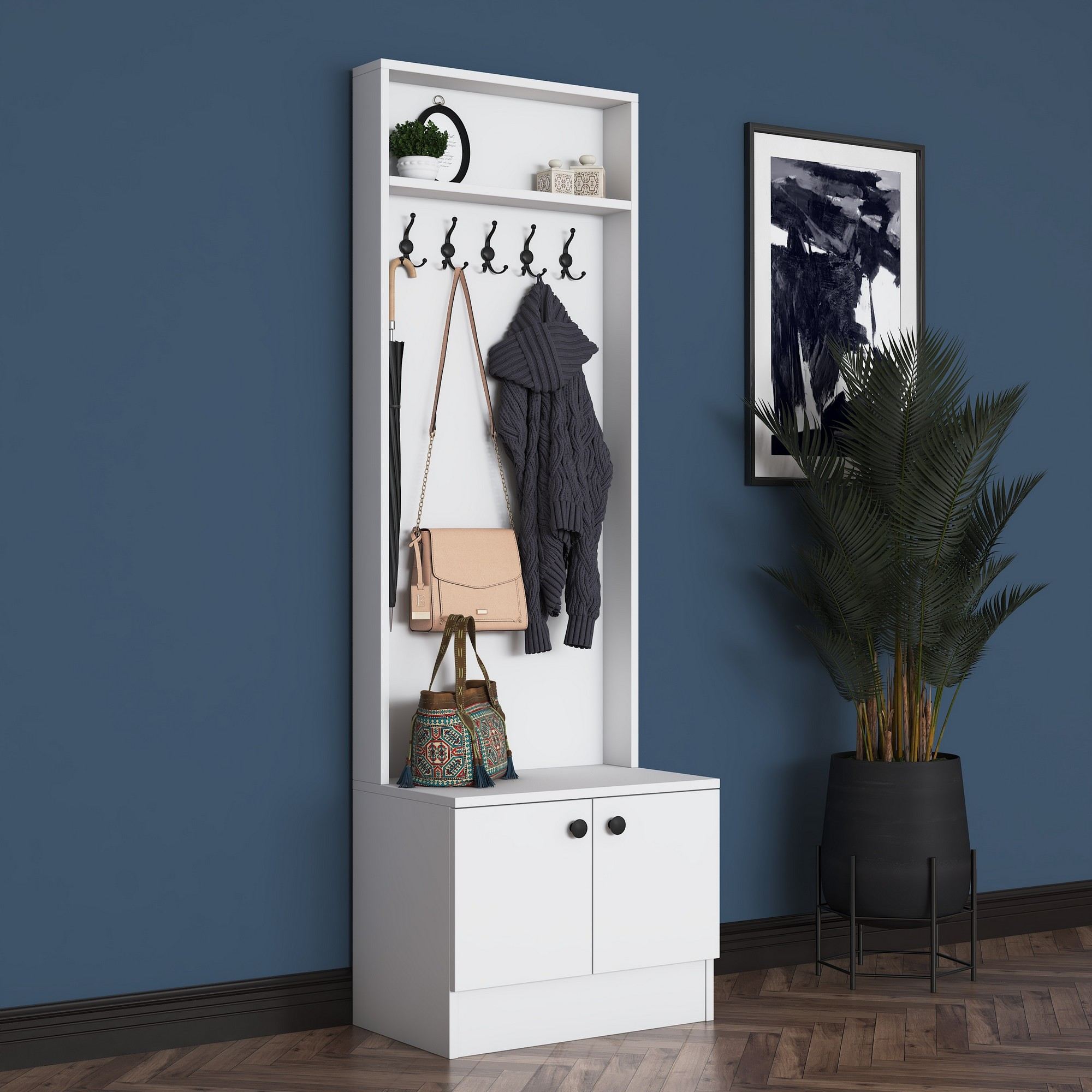 Cabideiro – 59,8 cm x 182,8 cm x 35,5 cm – Branco – Aglomerado