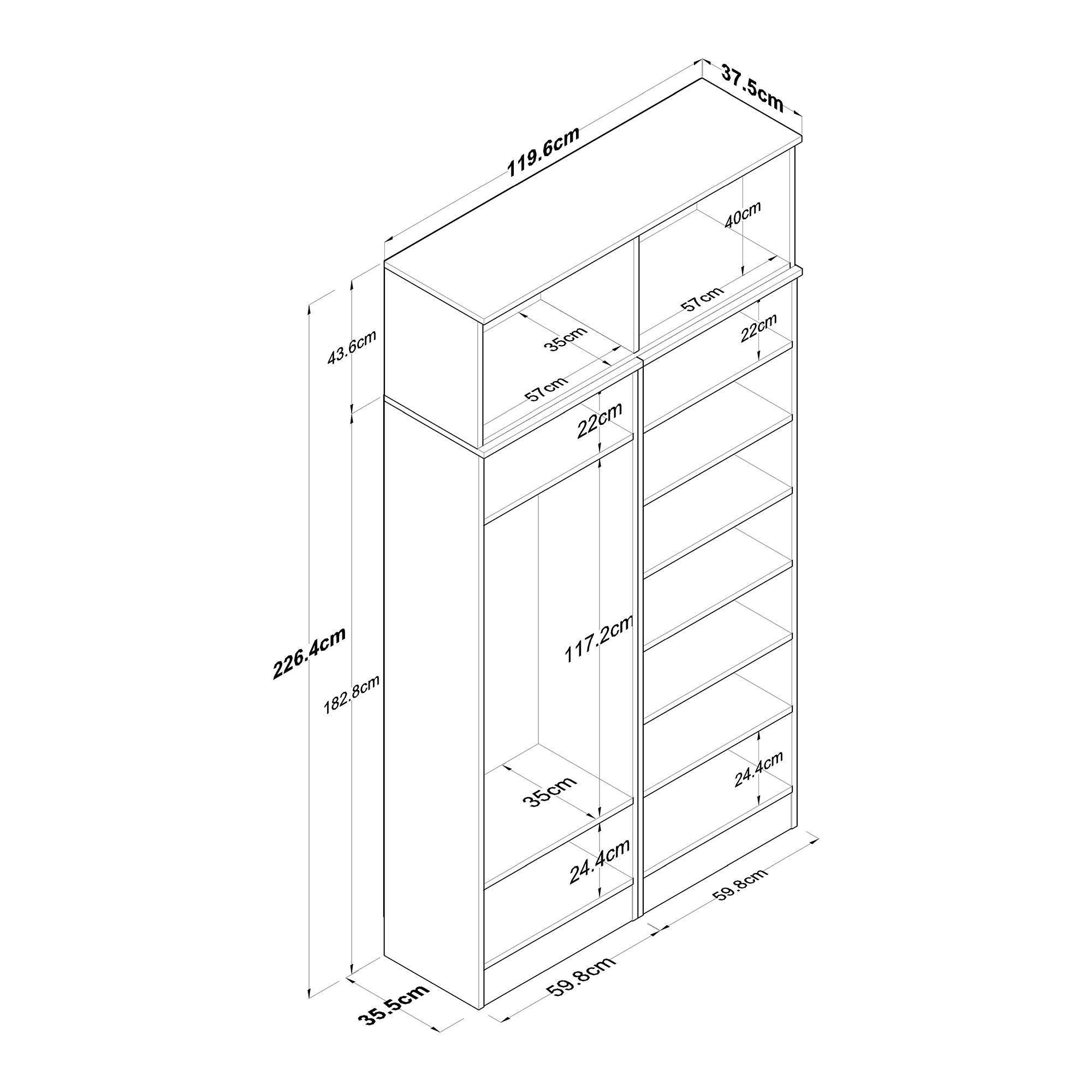 Cabideiro – 119,6 cm x 226,4 cm x 37,5 cm – Branco – Aglomerado de melamina