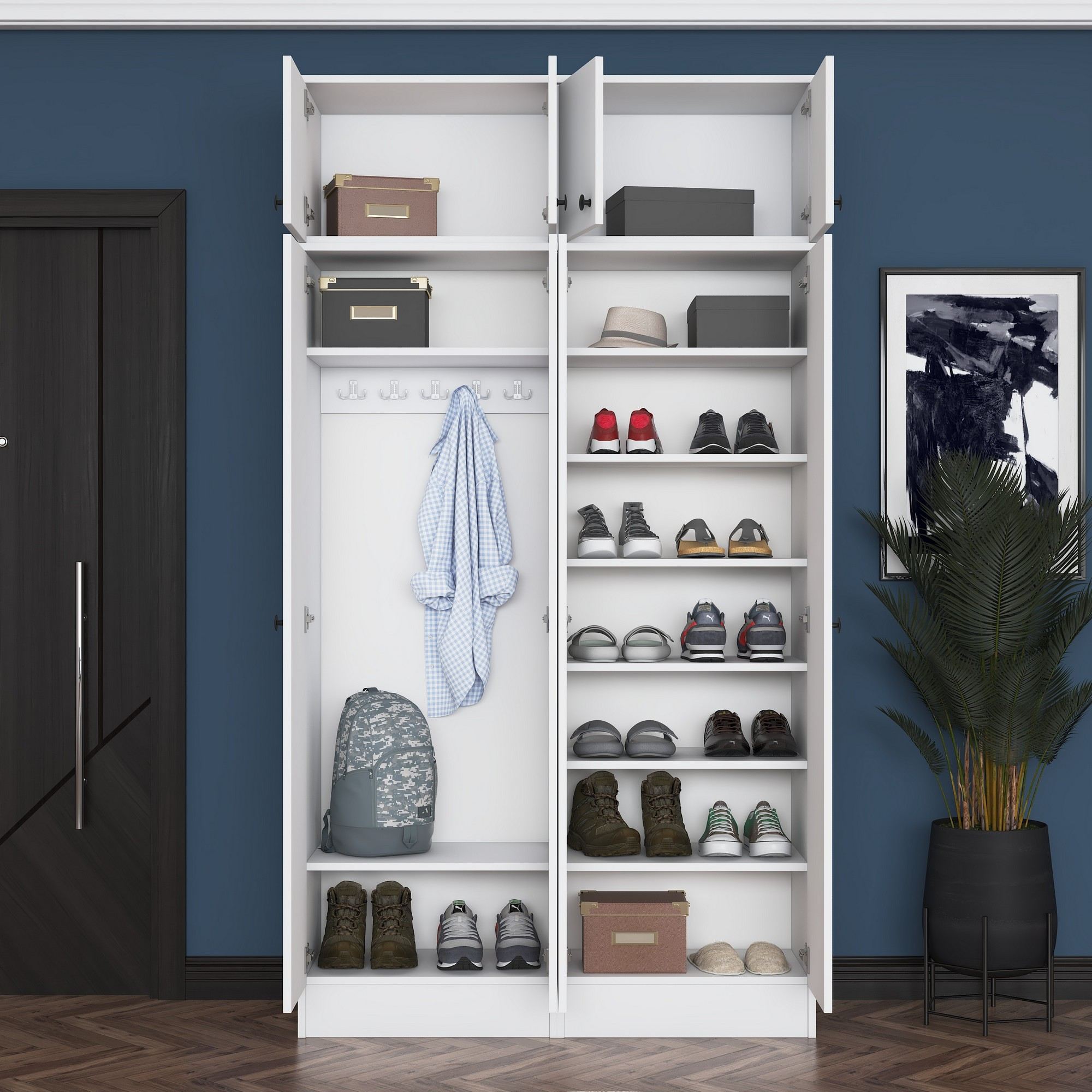 Cabideiro – 119,6 cm x 226,4 cm x 37,5 cm – Branco – Aglomerado de melamina