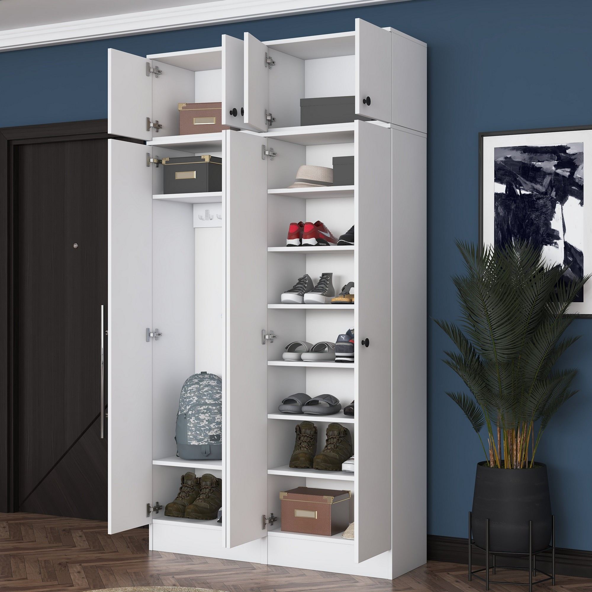 Cabideiro – 119,6 cm x 226,4 cm x 37,5 cm – Branco – Aglomerado de melamina